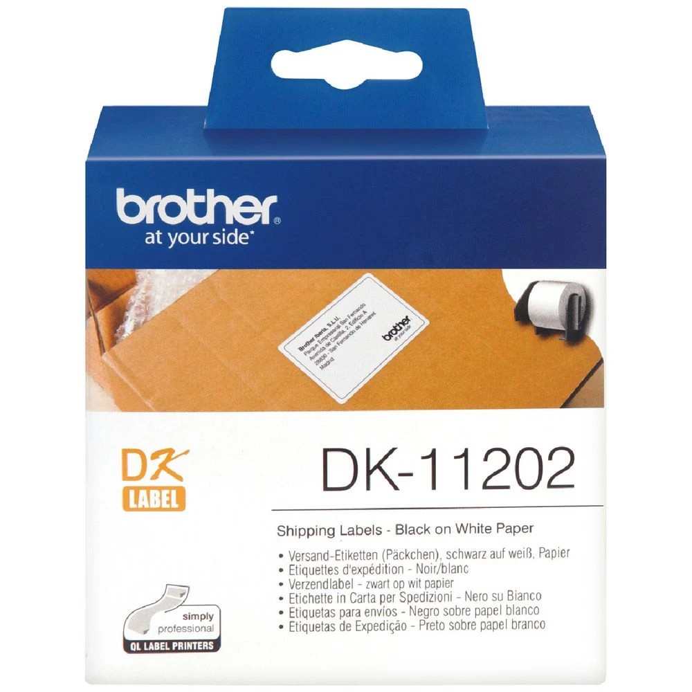 1 Brother DK 11202 Labels Shipping 62 x 100mm Black on White, 1 of 2