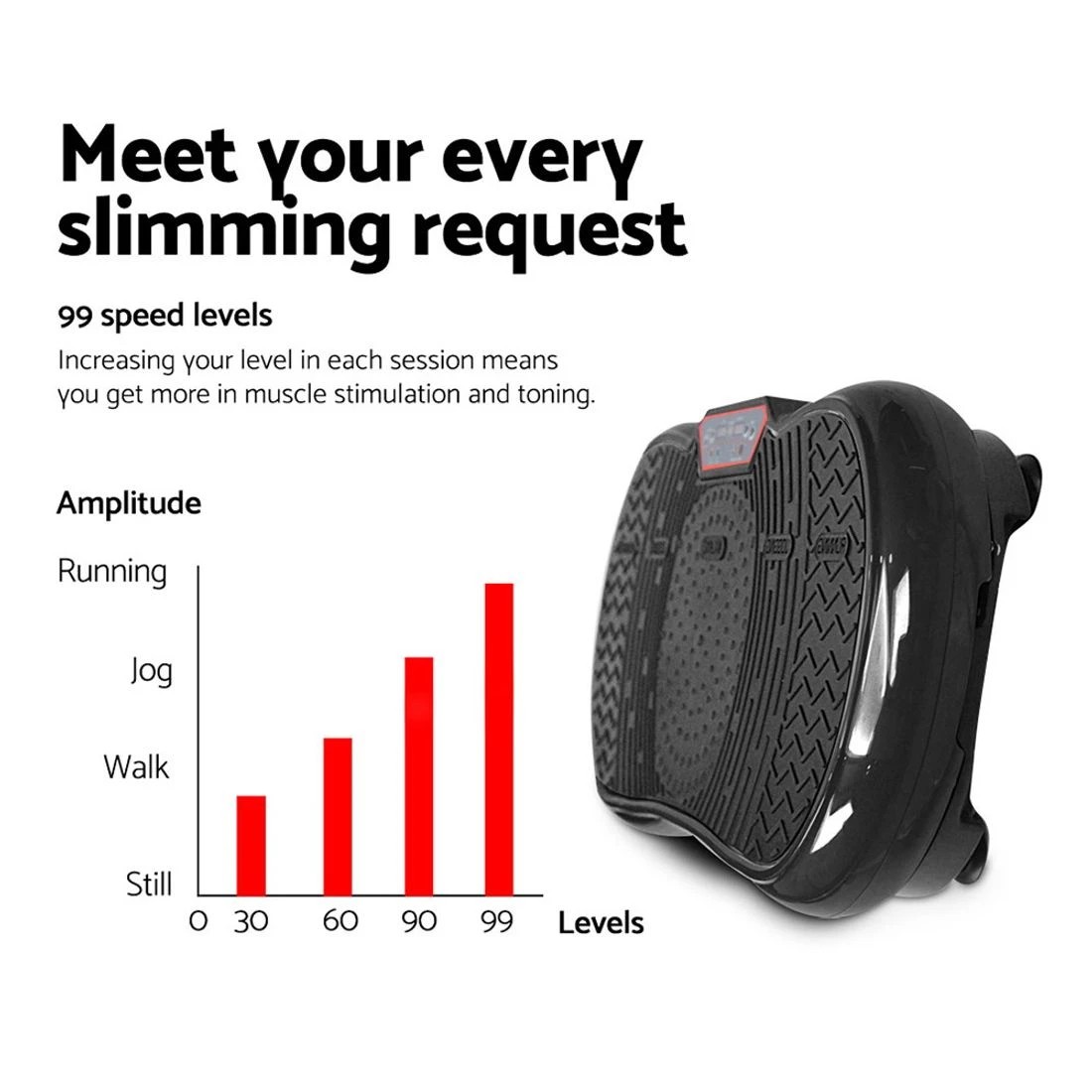 3 Everfit Vibration Machine Platform Vibrator Resistance Rope Home Fitness - Black, 3 of 9