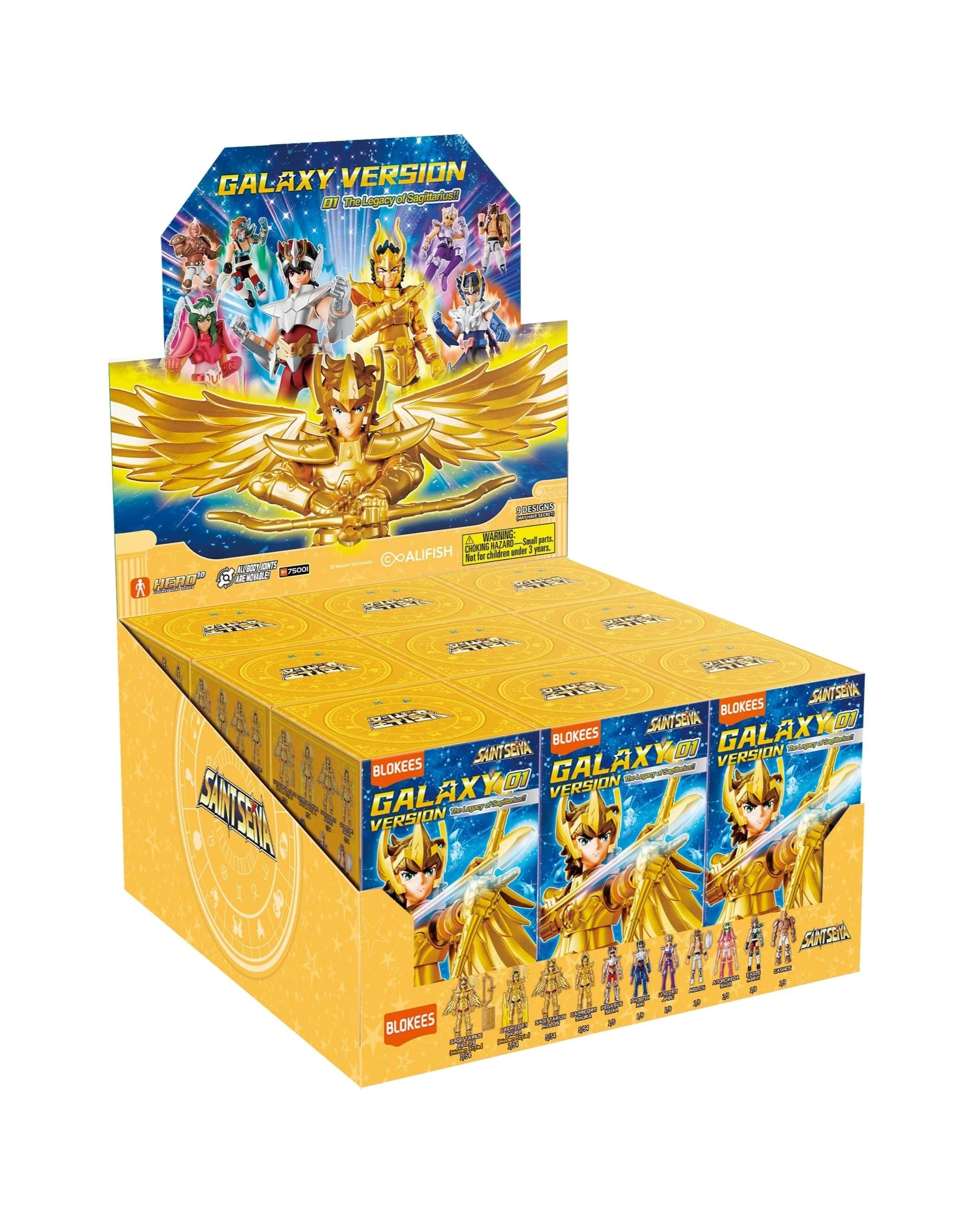 1 Blokees Saint Seiya Galaxy Version 01 The Legacy of Sagittarius Model Kit Blind Box Full Case Set of 9, 1 of 10