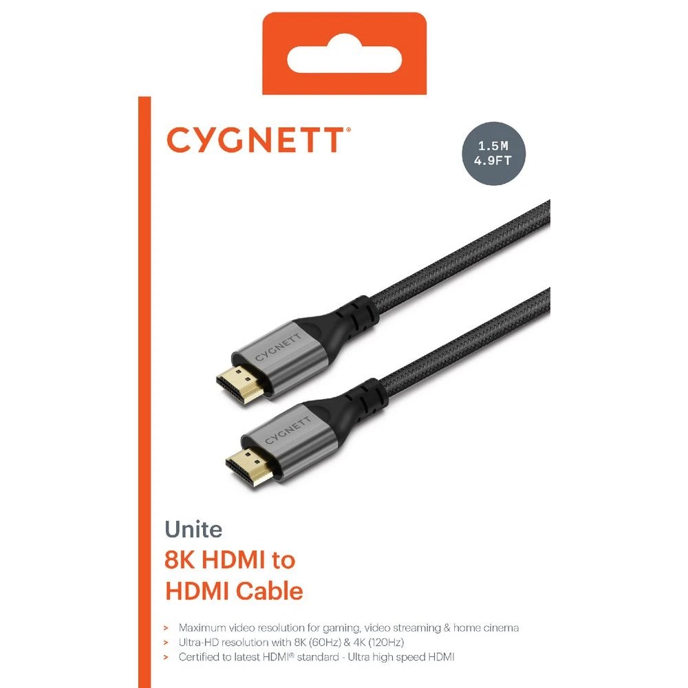 2 Cygnett Unite HDMI to HDMI 8K Braided Cable 1.5m Black, 2 of 2