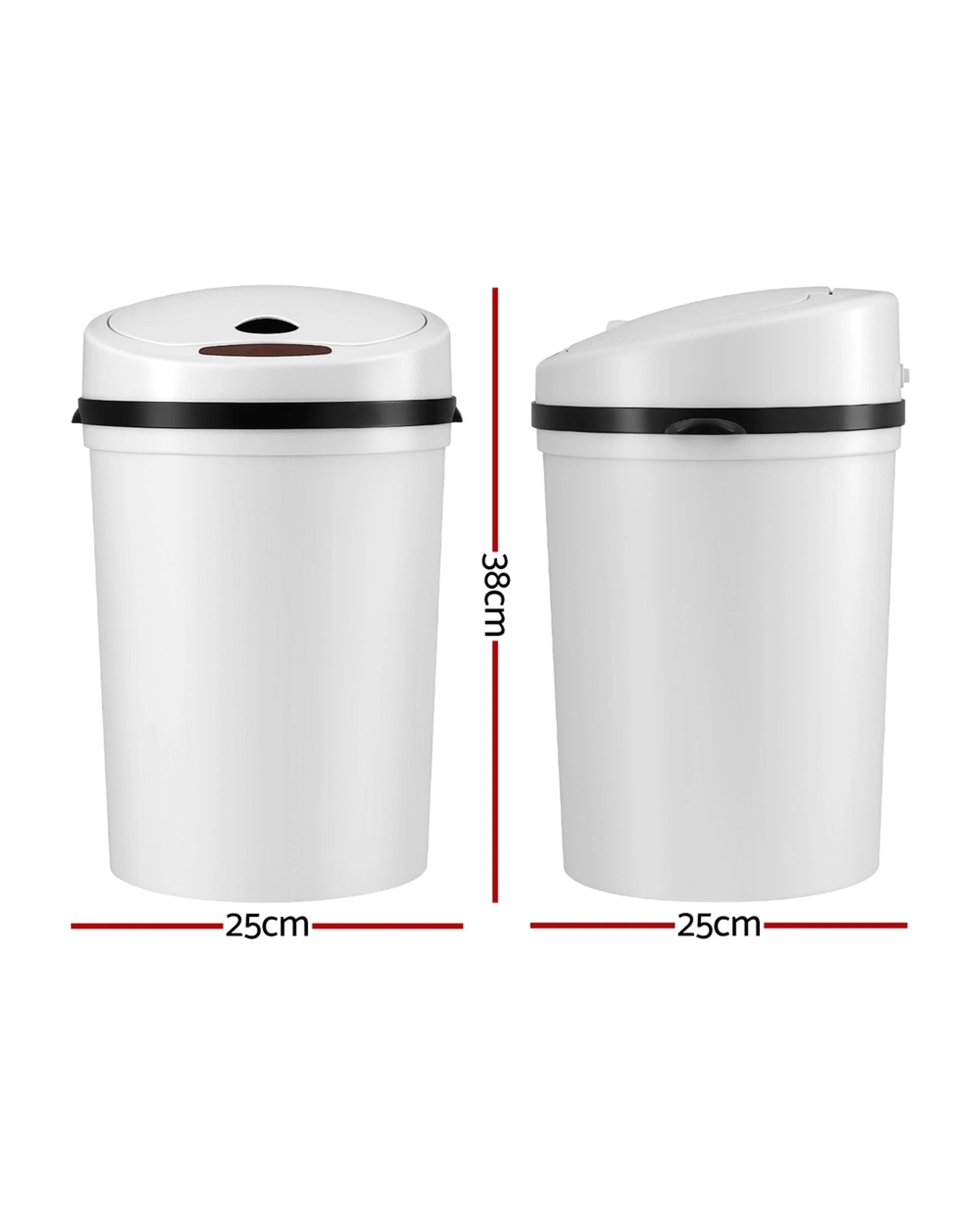 1 Devanti Sensor Bin Motion Rubbish Bins Kitchen Automatic Trash Can 9l
 - White, 1 of 2