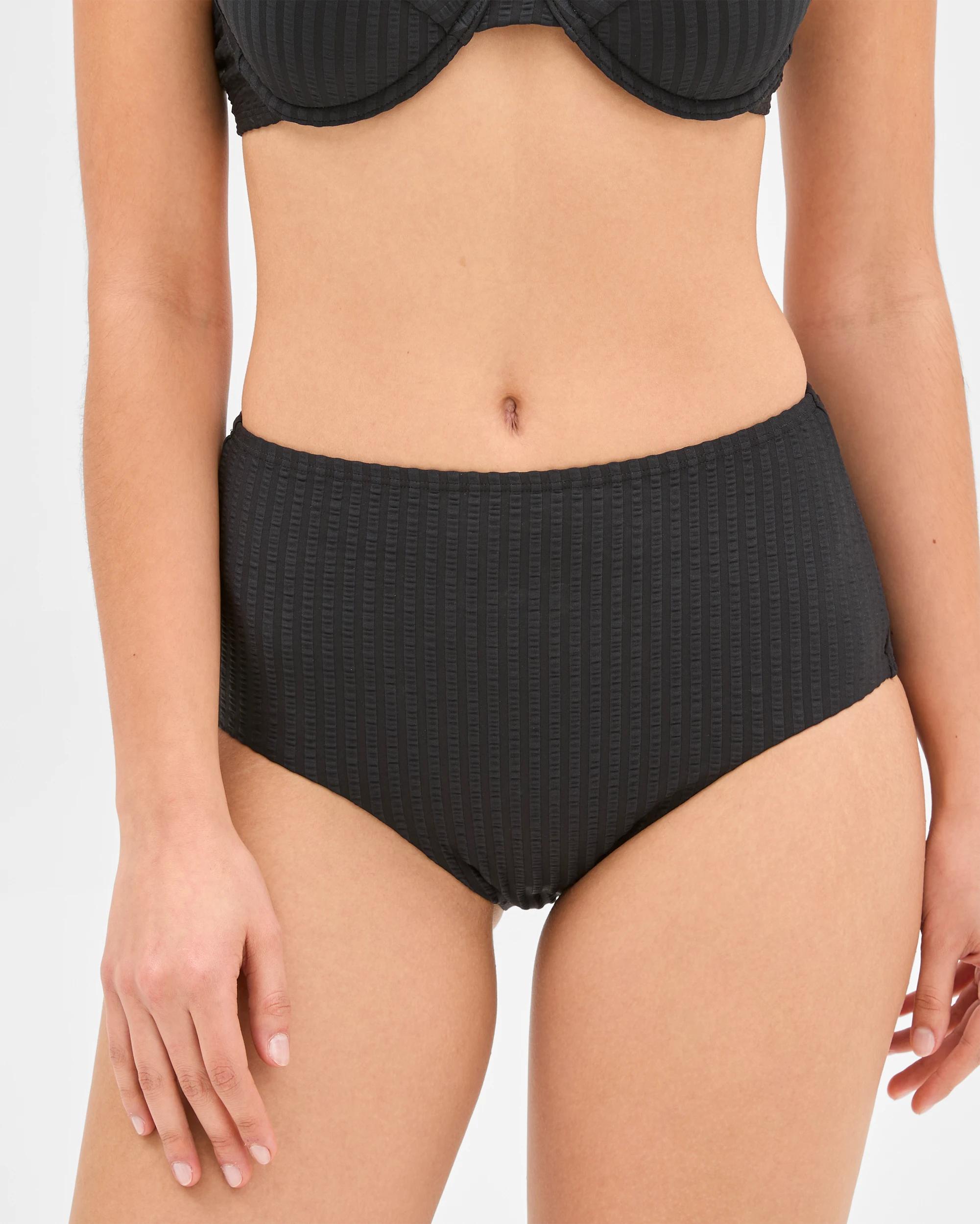 2 Target Resort Seersucker High Waisted Bikini Briefs - Shape Your Body BLACK, 2 of 4