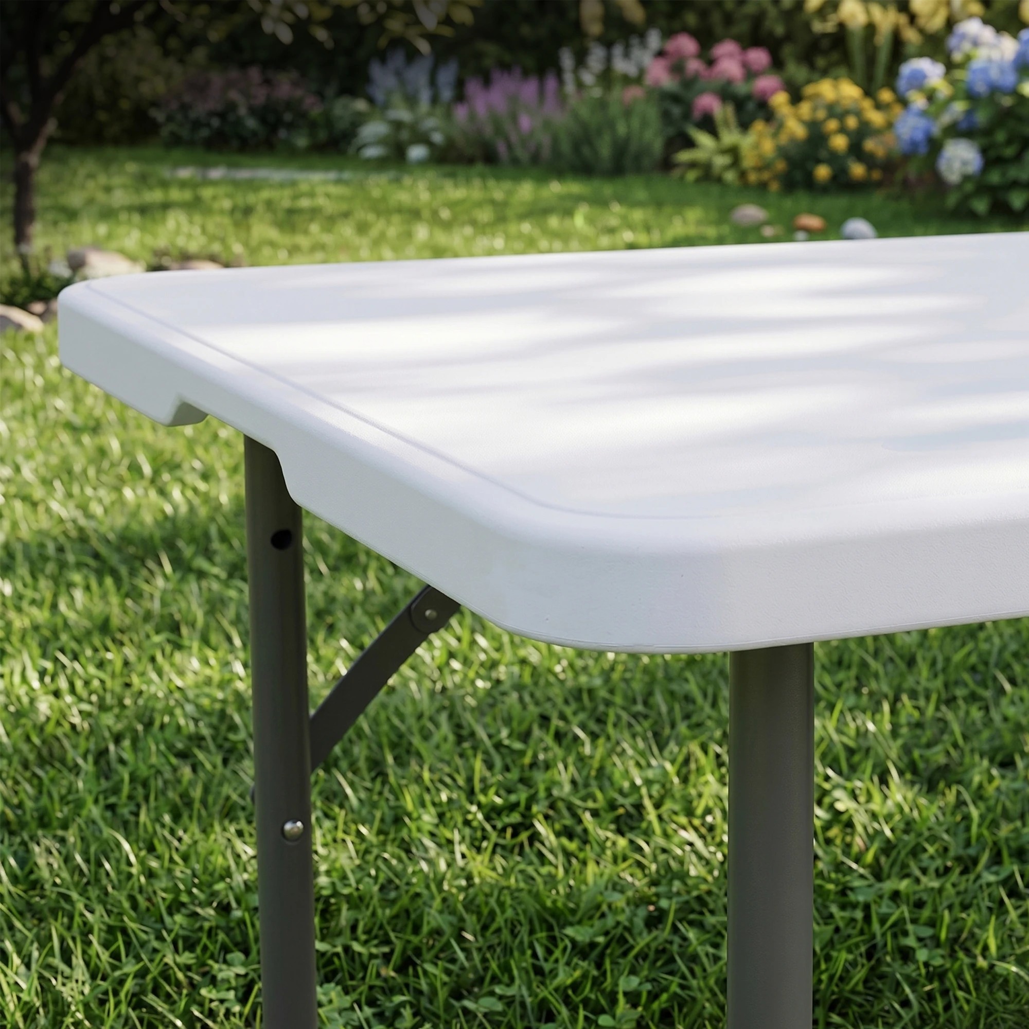6 Gardeon 123cm Folding Table Portable Fold - White, 6 of 10