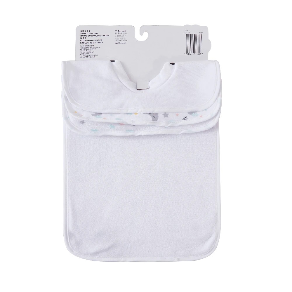 2 Big Softies 3 Pack Popover Bibs, Cloud, 2 of 5