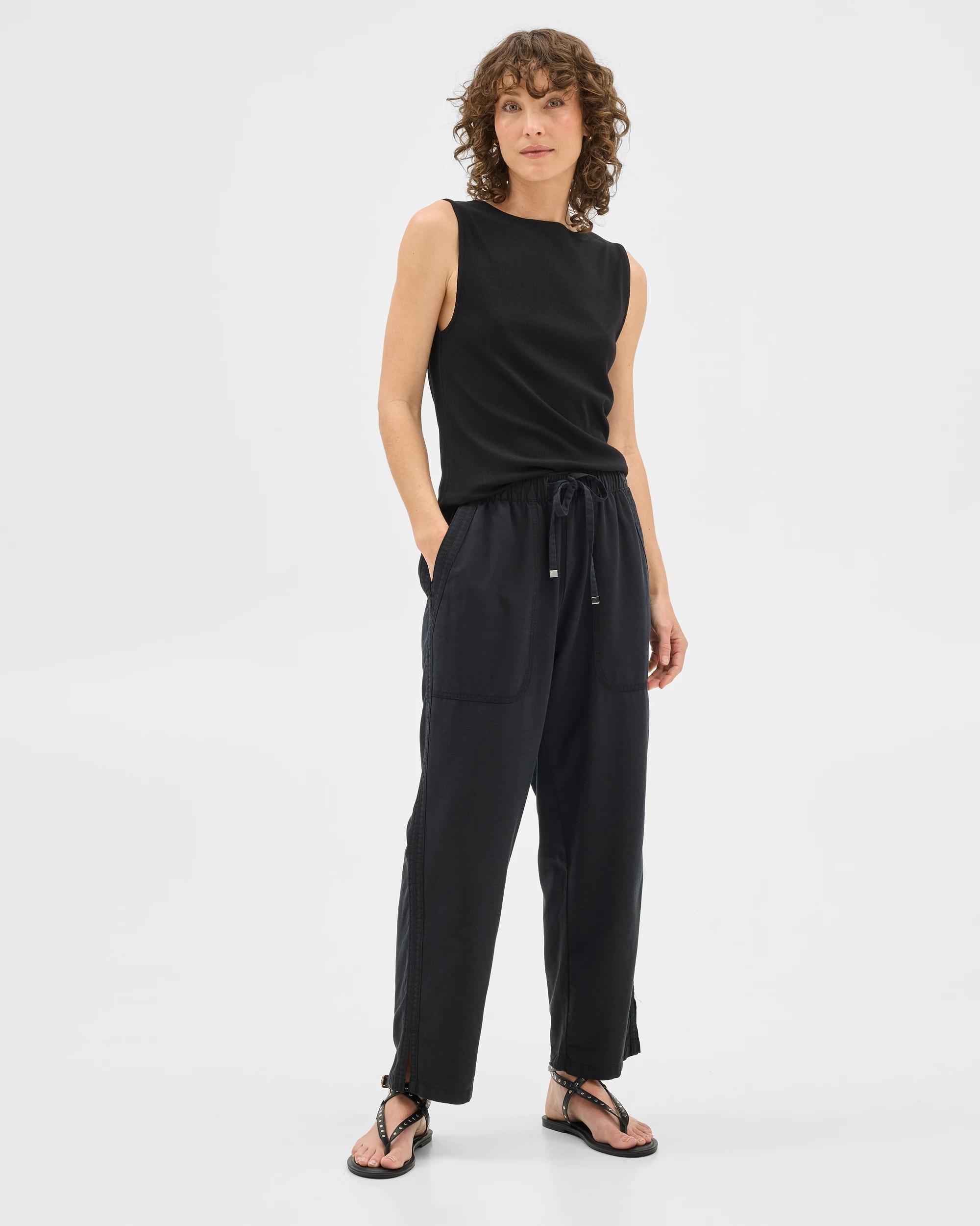 1 Target Straight Slub Pants BLACK, 1 of 7