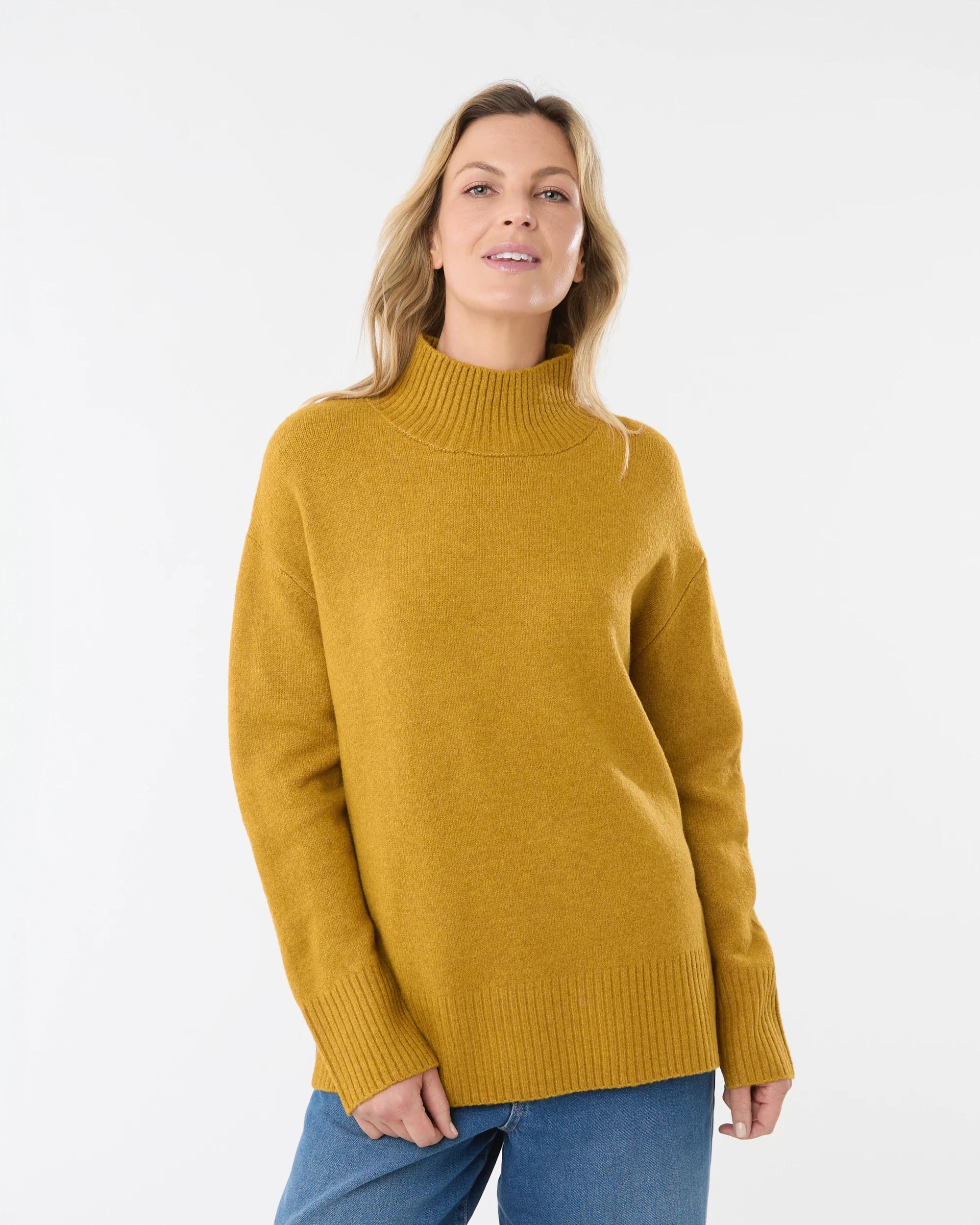 1 Funnel Split Hem Jumper Yllw Brass, 1 of 6