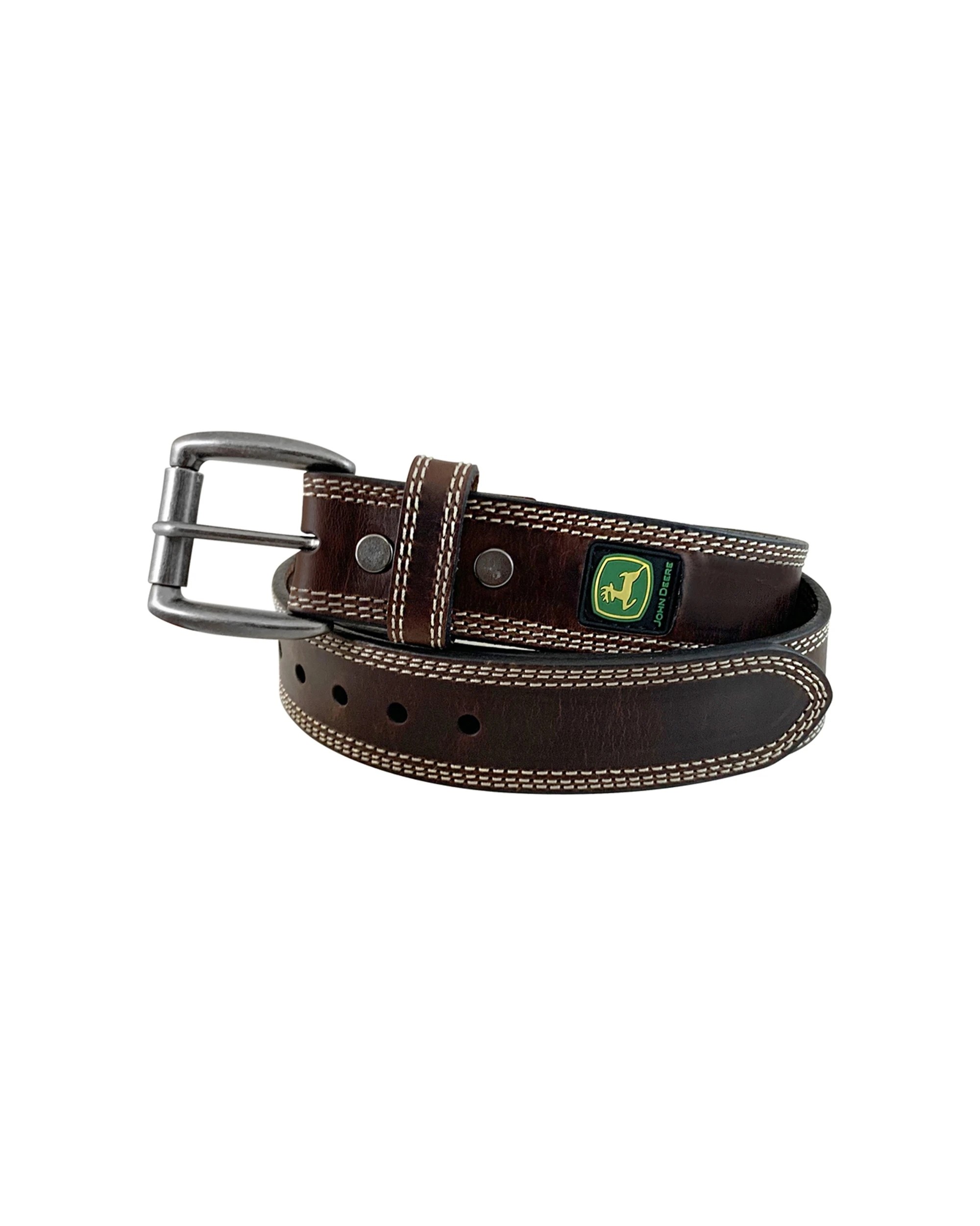 1 John Deere Men's Bridle Leather Belt Size 36 Roller Bar Buckle Dark - Brown, 1 of 3