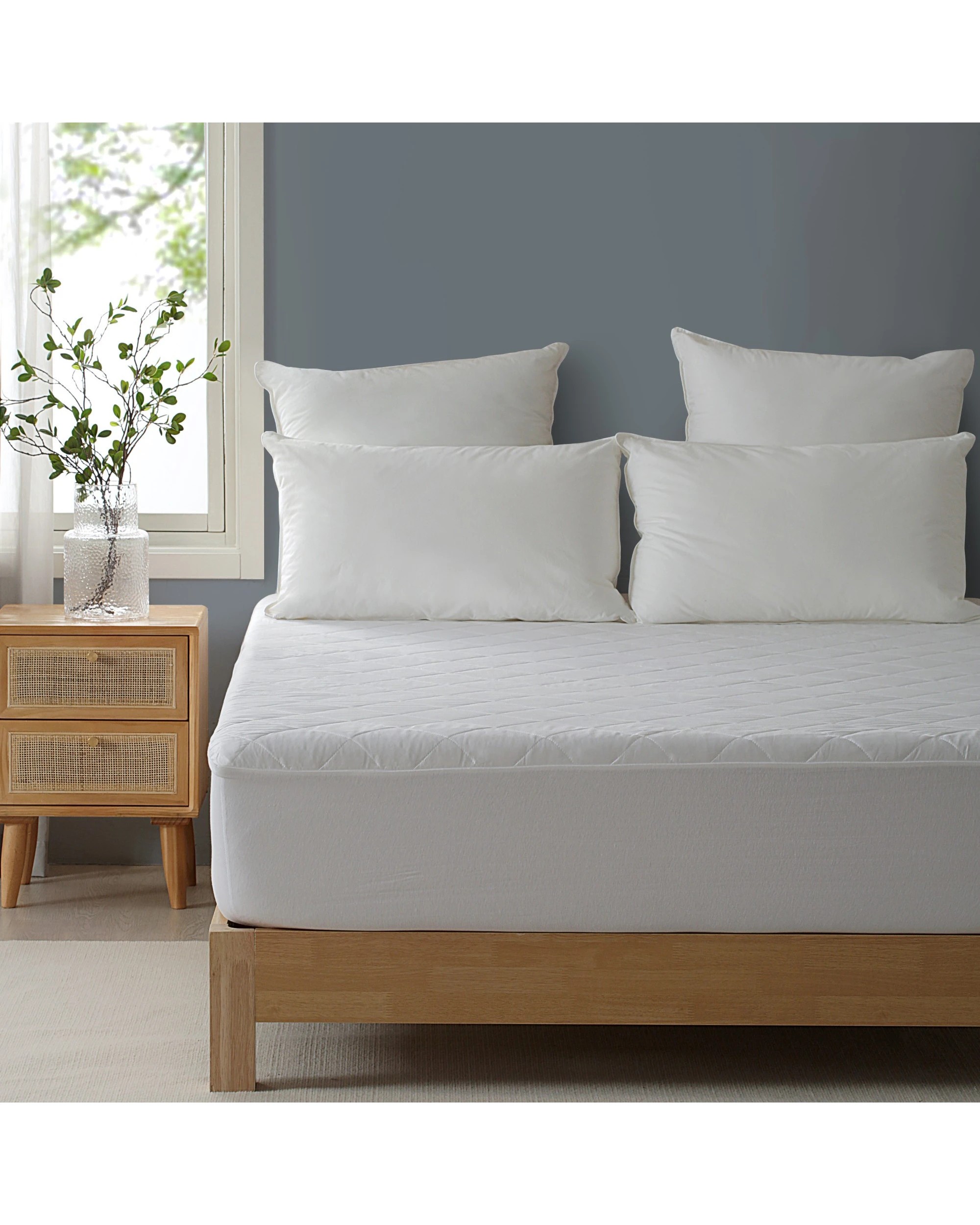 1 Dreamaker Tencel Quilted Mattress Protector - Single Bed - White, 1 of 4