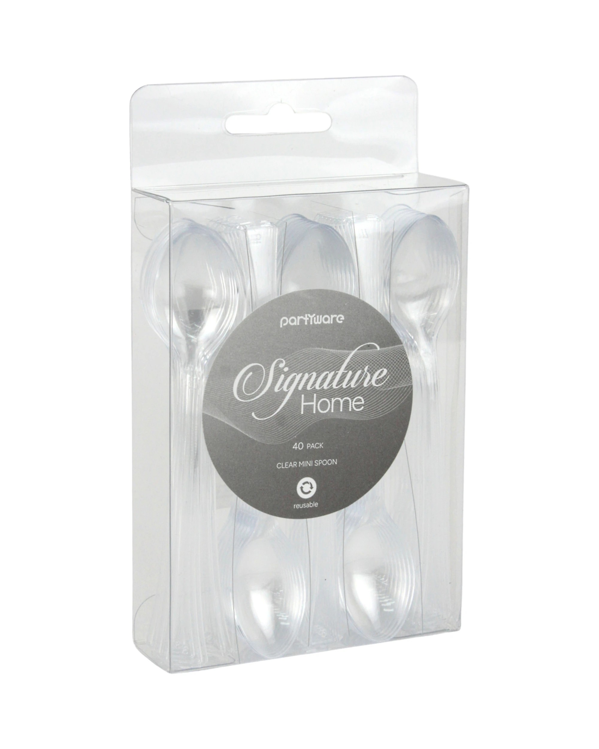 3 Partyware Clear Reusable Mini Cocktail Spoons Pack of 40 - Clear, 3 of 4
