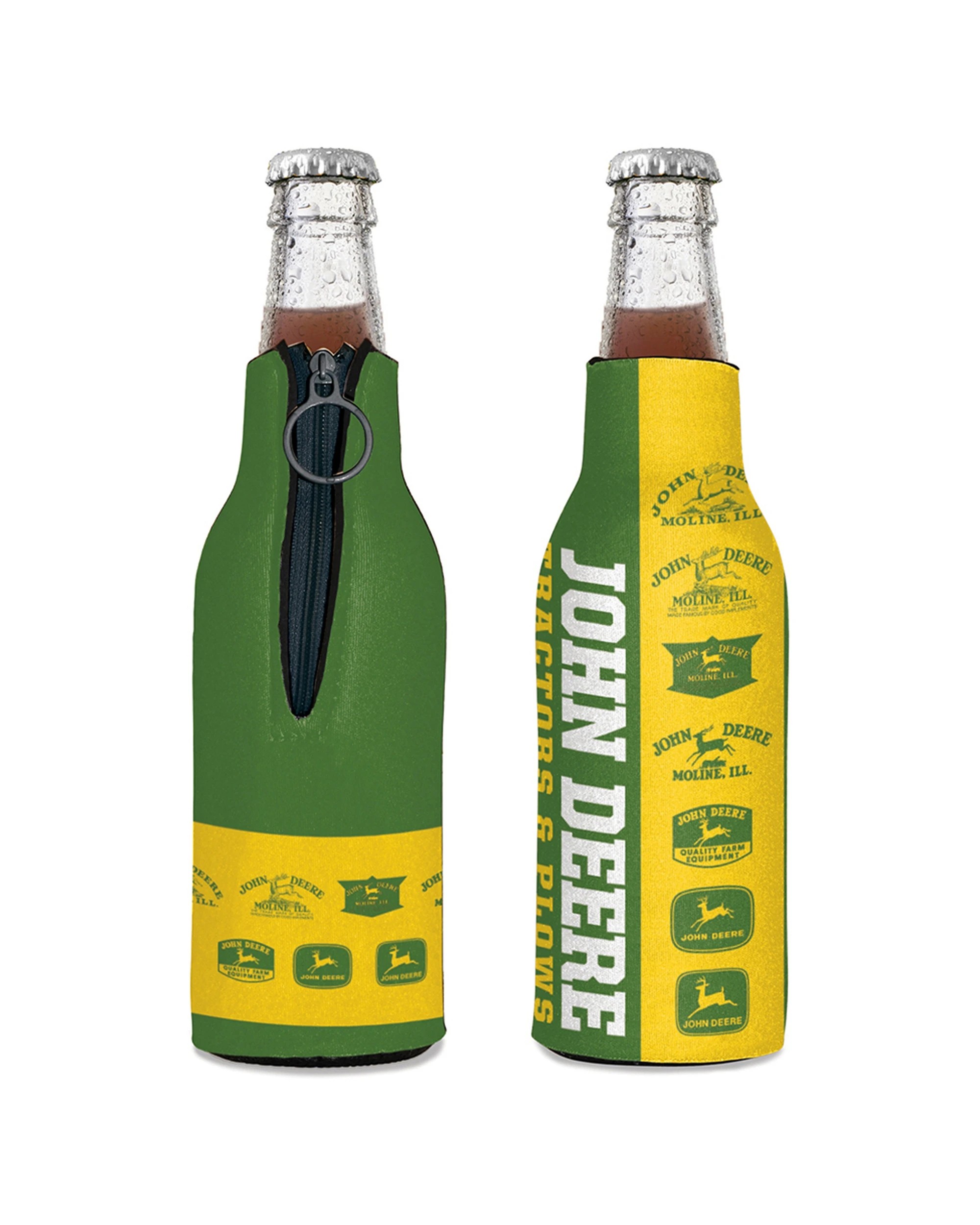 1 John Deere 2PK Bottle Cooler Retro Vintage Logos 12oz 375ml Foam Rubber - Multi, 1 of 3