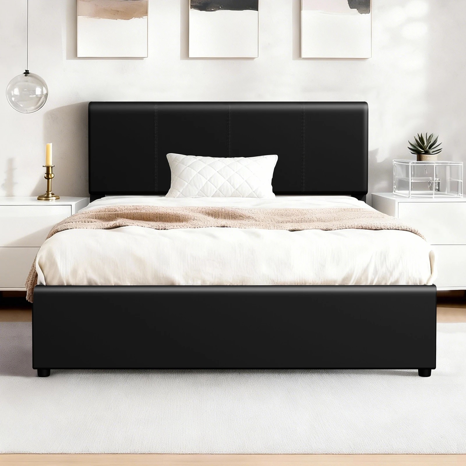 3 Alfordson Bed Frame King Single Gas Lift Storage Adjustable Headboard Luria - Black, 3 of 9