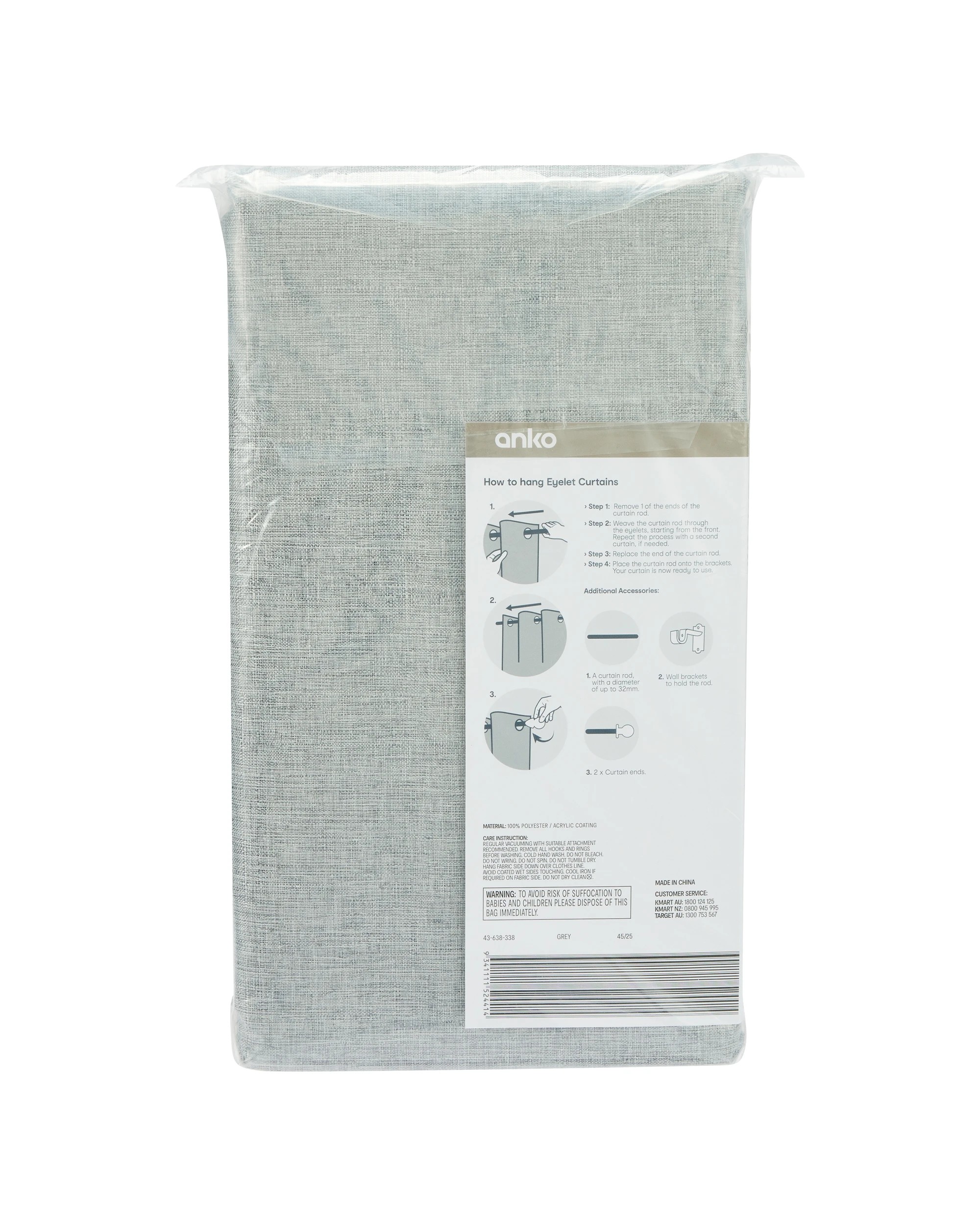 7 Monaco Long Block Out Curtain - Grey- 140cm x 250cm, 7 of 7