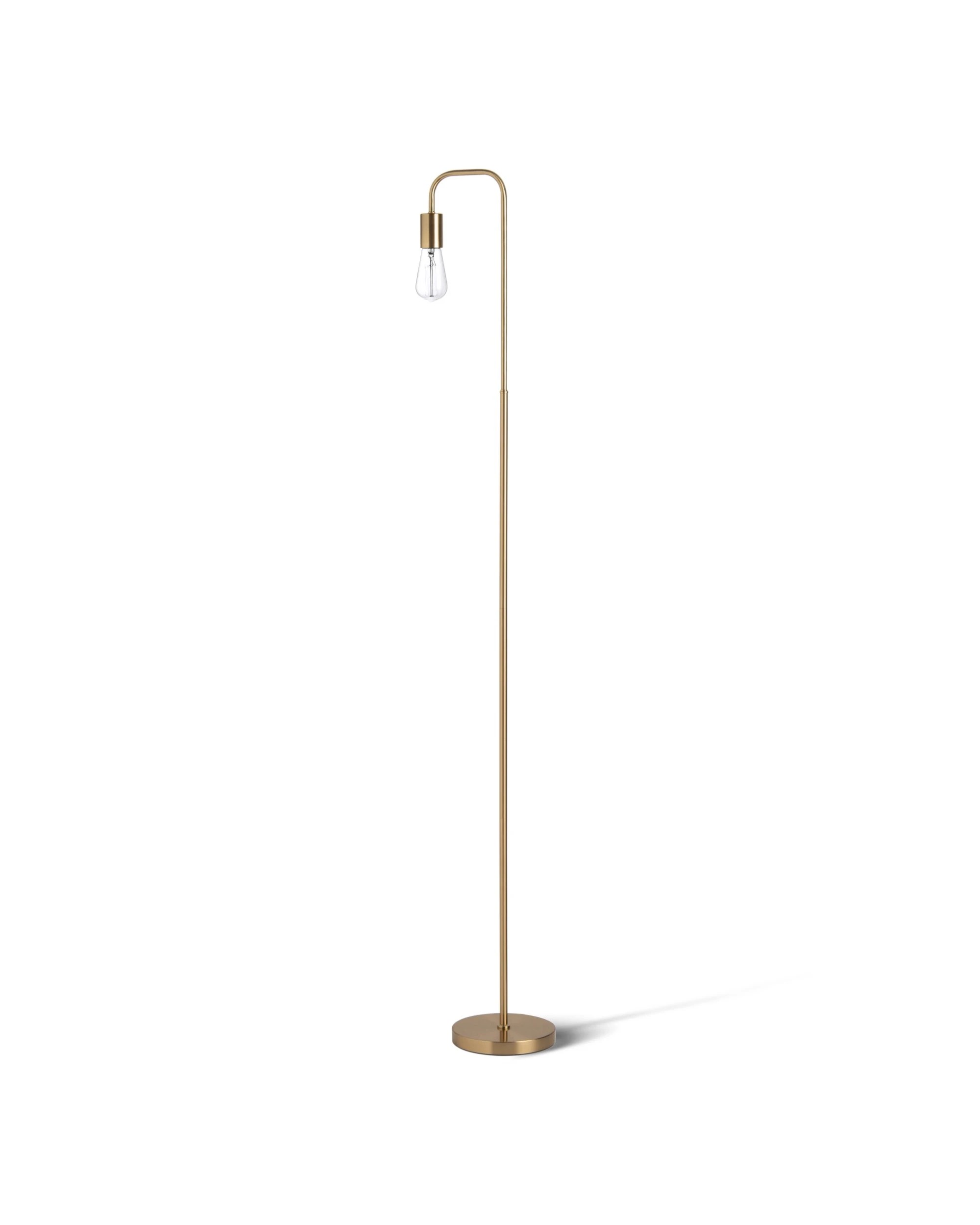 1 Sherwood Kara Industrial Style Metal Floor Lamp - Gold, 1 of 10