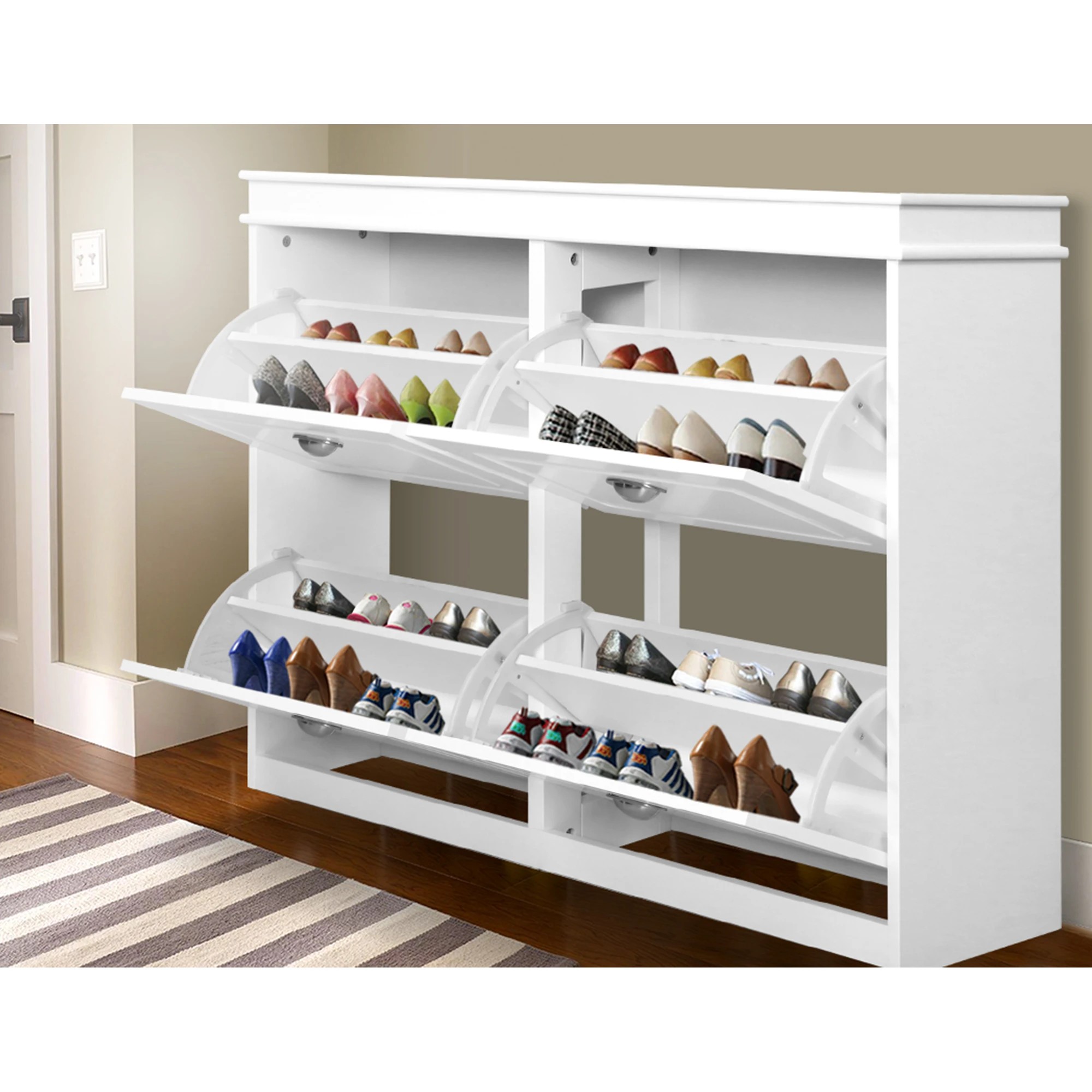 4 Artiss Shoe Cabinet Bench Set Storage Organiser with Flip Drawer Hallway Living Room - White, 4 of 7