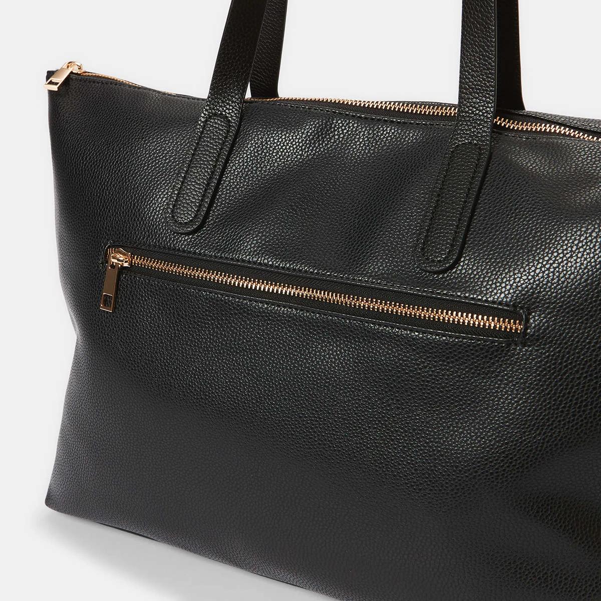4 Zip Front Tote Bag Black, 4 of 6