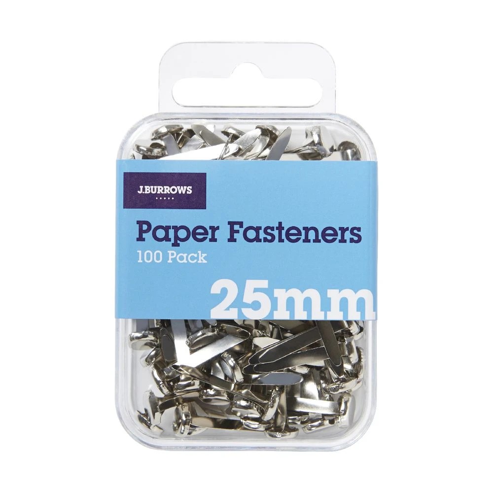 3 J.Burrows 25mm Paper Fasteners Silver 100 Pack, 3 of 3