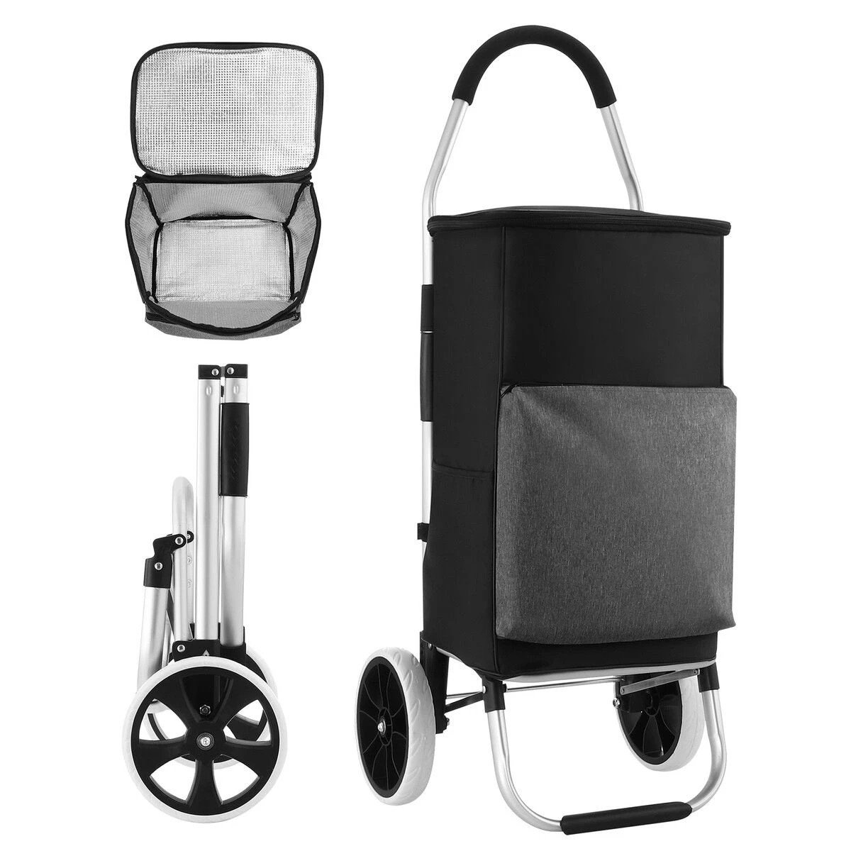 2 AUSWAY Aluminium Shopping Trolley Cart 55L Insulated Bag Foldable Rolling Wheels, 2 of 3