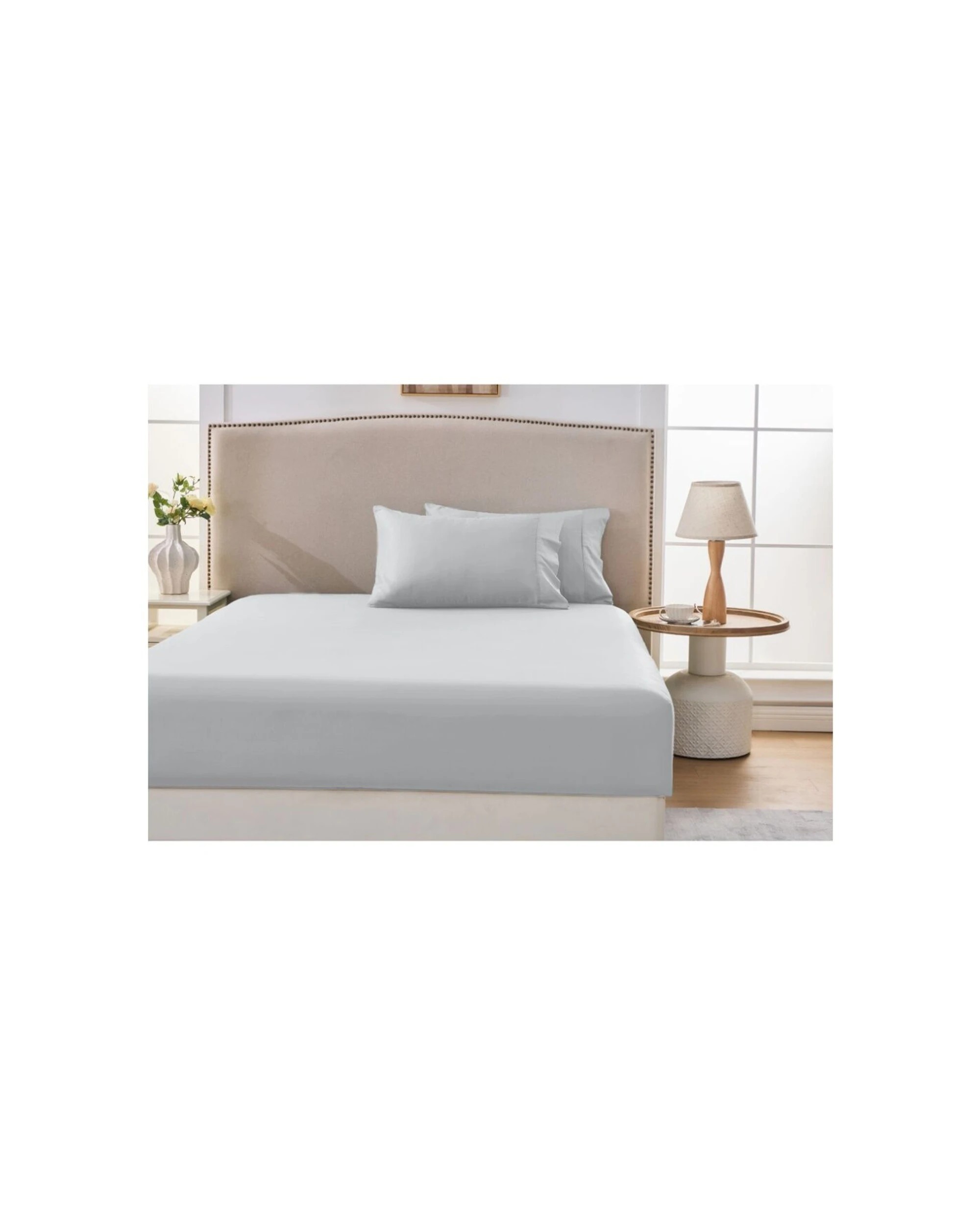2 Grosvenor House 500TC Egyptian Cotton Fitted Bed Bedding Sheet - Single Bed - Silver, 2 of 3