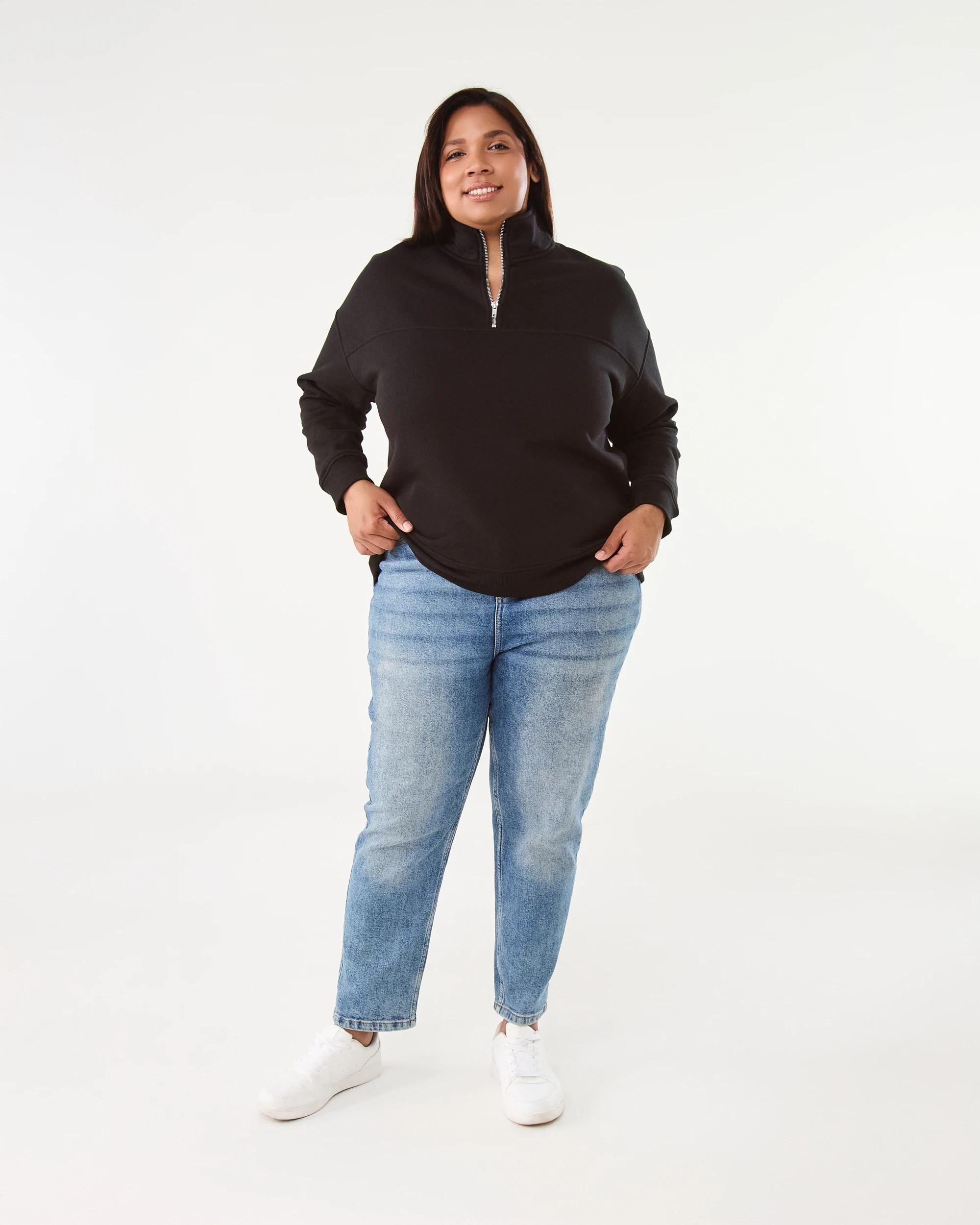 6 Curve Quarter Zip Sweatshirt Black, 6 of 7