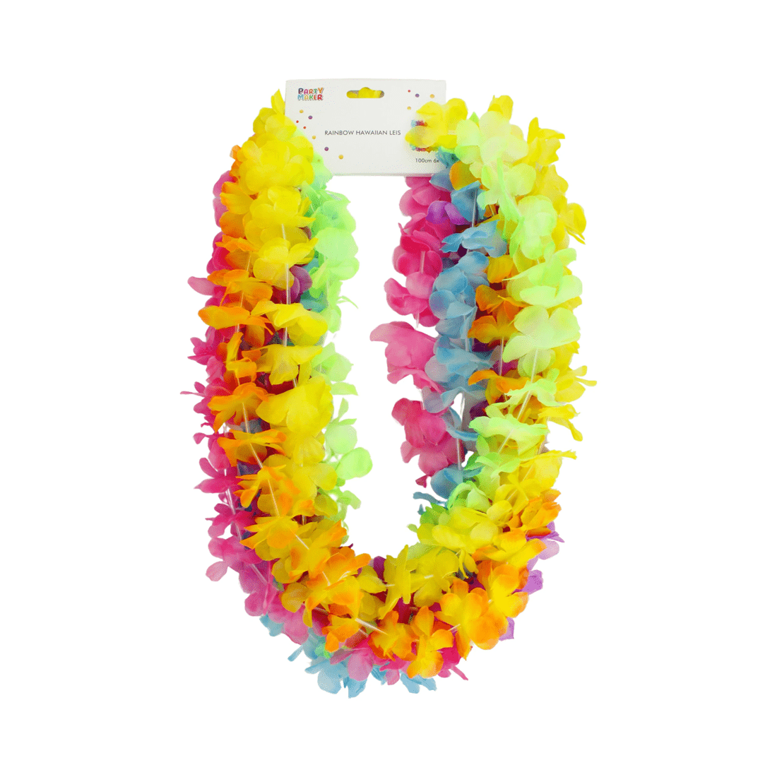 1 Party Maker Assorted Rainbow Hawaiian Leis Pack of 6, 1 of 2