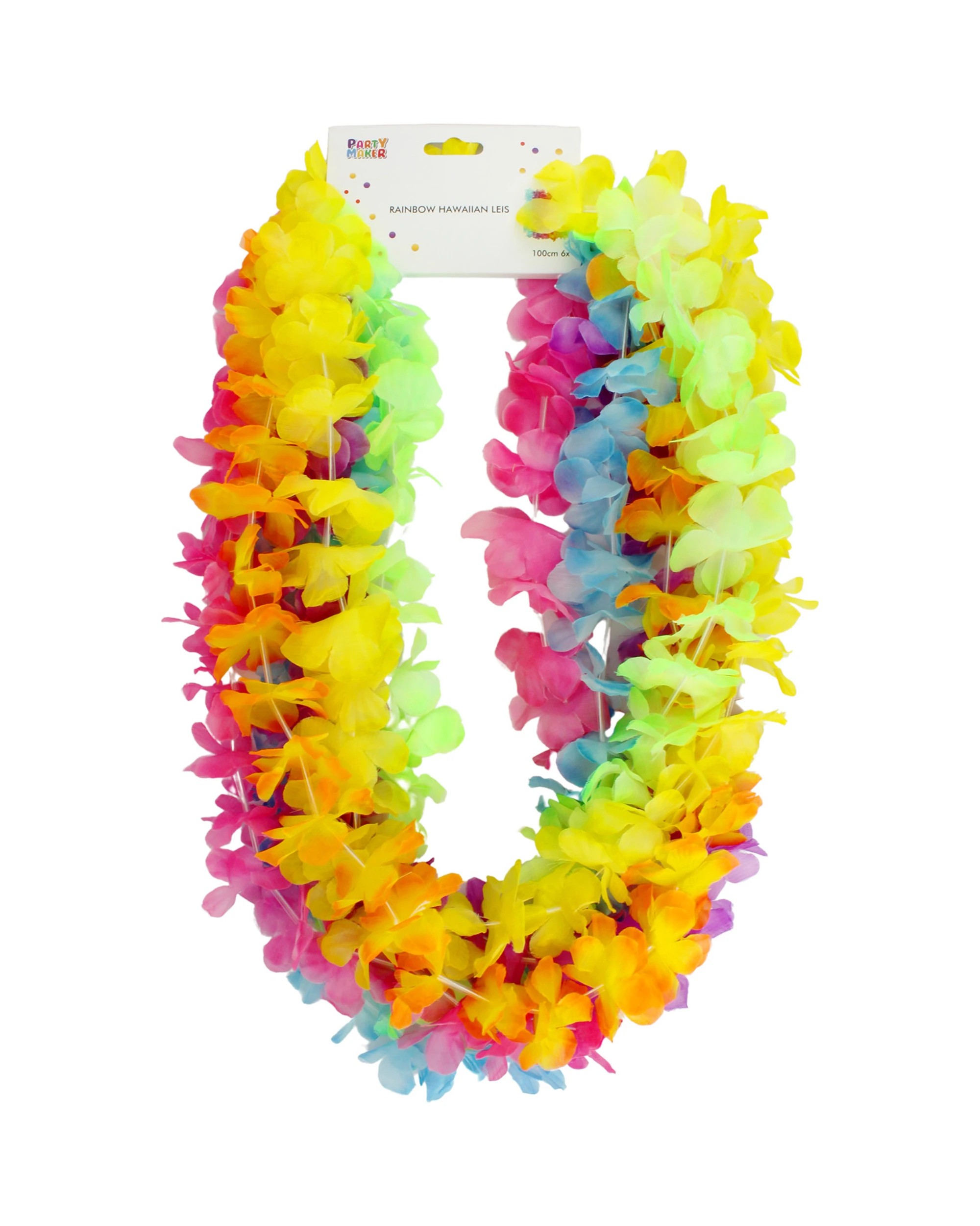1 Partyrama Assorted Rainbow Hawaiian Leis Pack of 6 - Assorted, 1 of 2