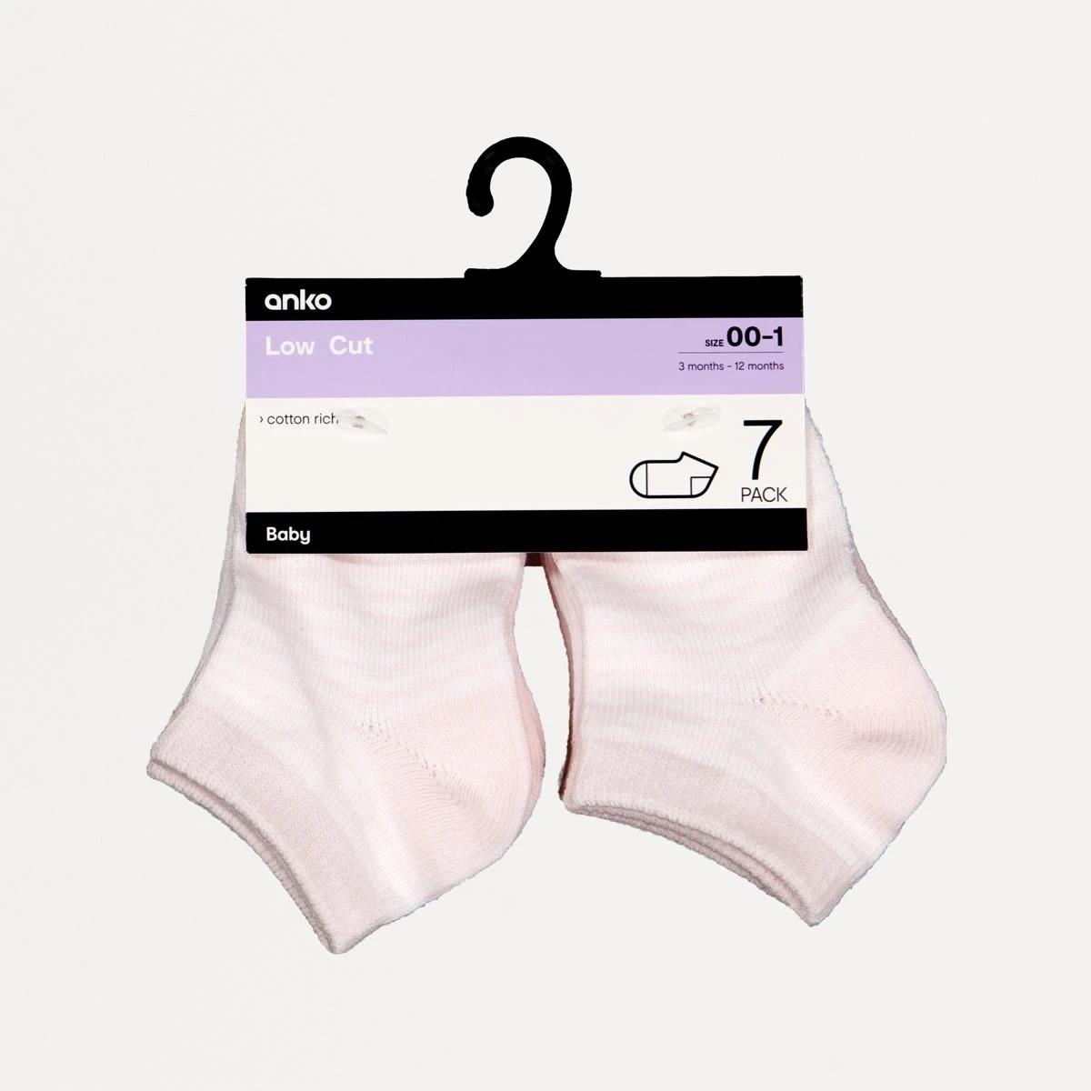 2 7 Pack Low Cut Socks Pink Mix, 2 of 2