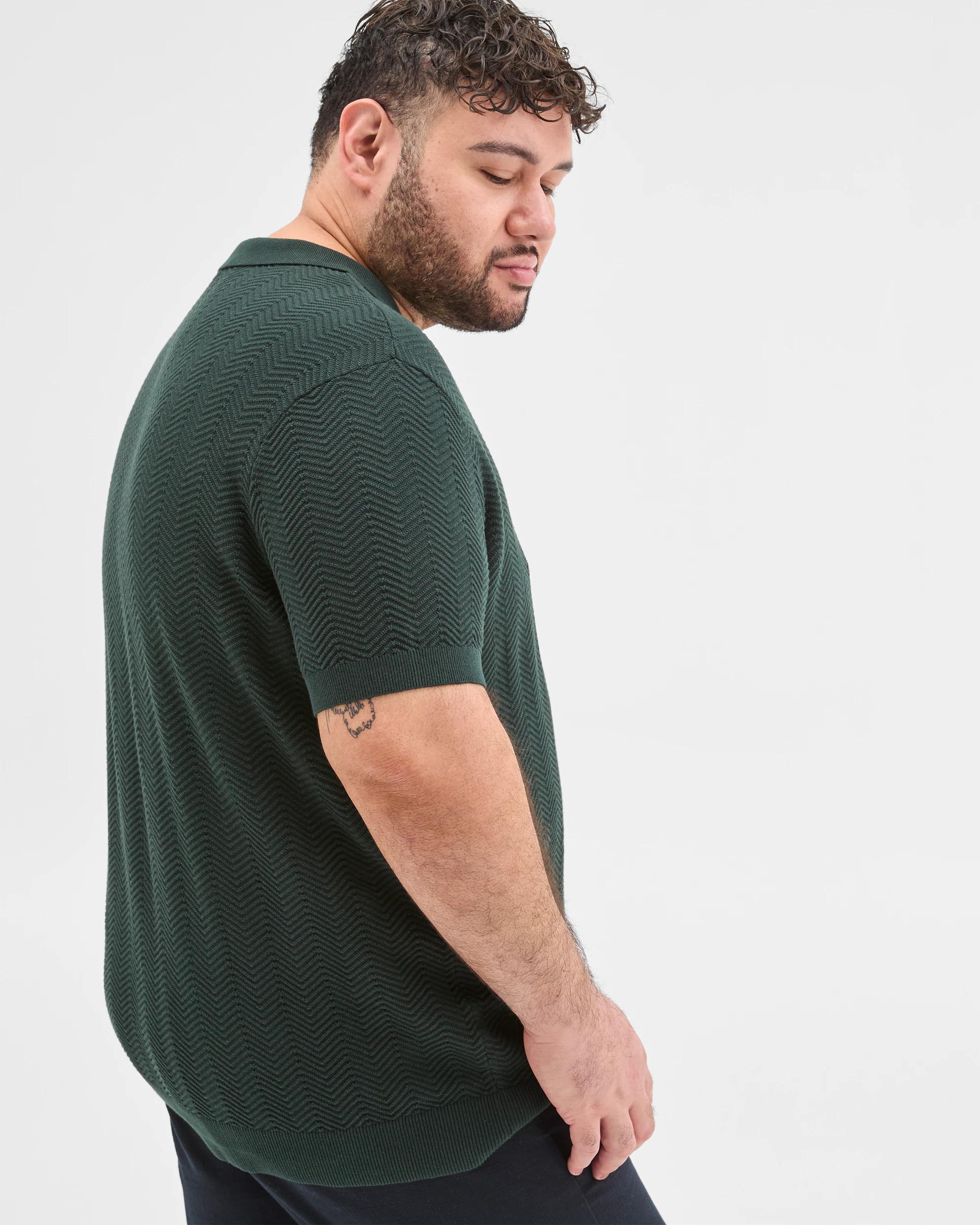 5 Target Plus Size Australian Cotton Blend Textured Polo Top DARK GREEN, 5 of 6