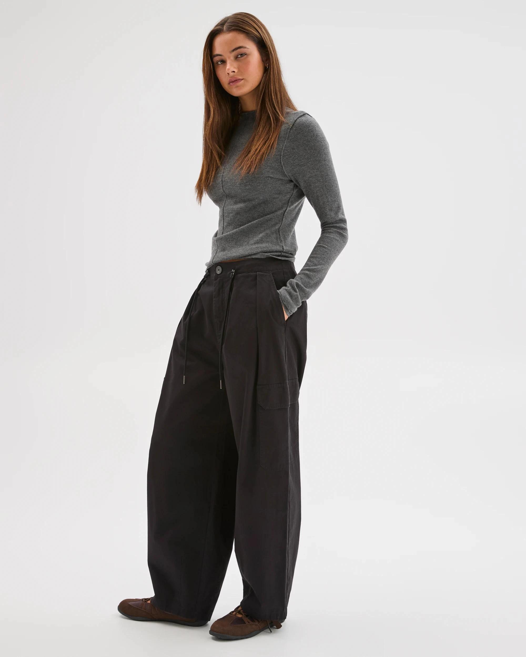 2 Lily Loves Australian Cotton Contrast Pocket Cargo Pants BLACK, 2 of 7
