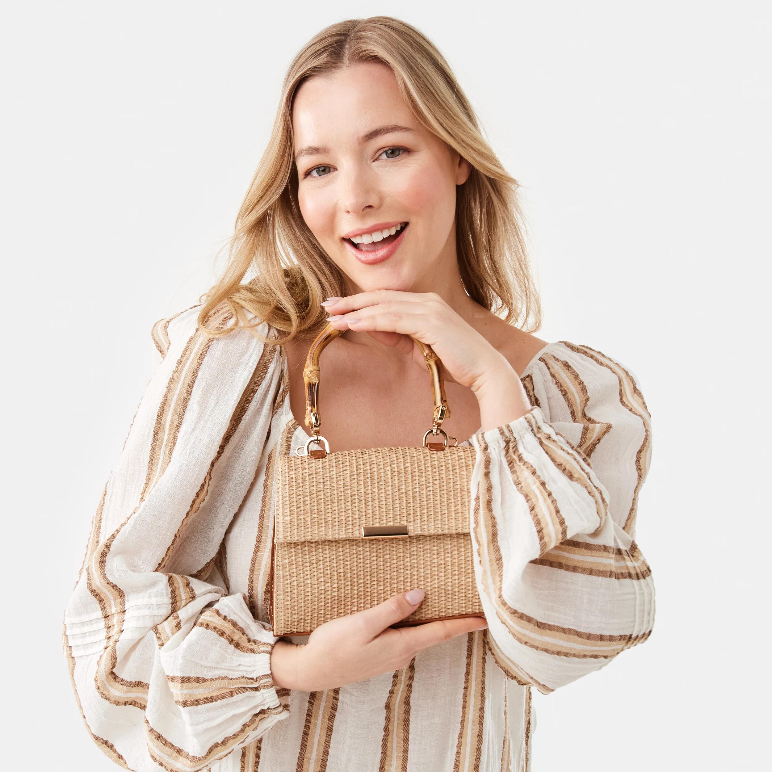 5 Bamboo Top Handle Crossbody Bag Natural, 5 of 7