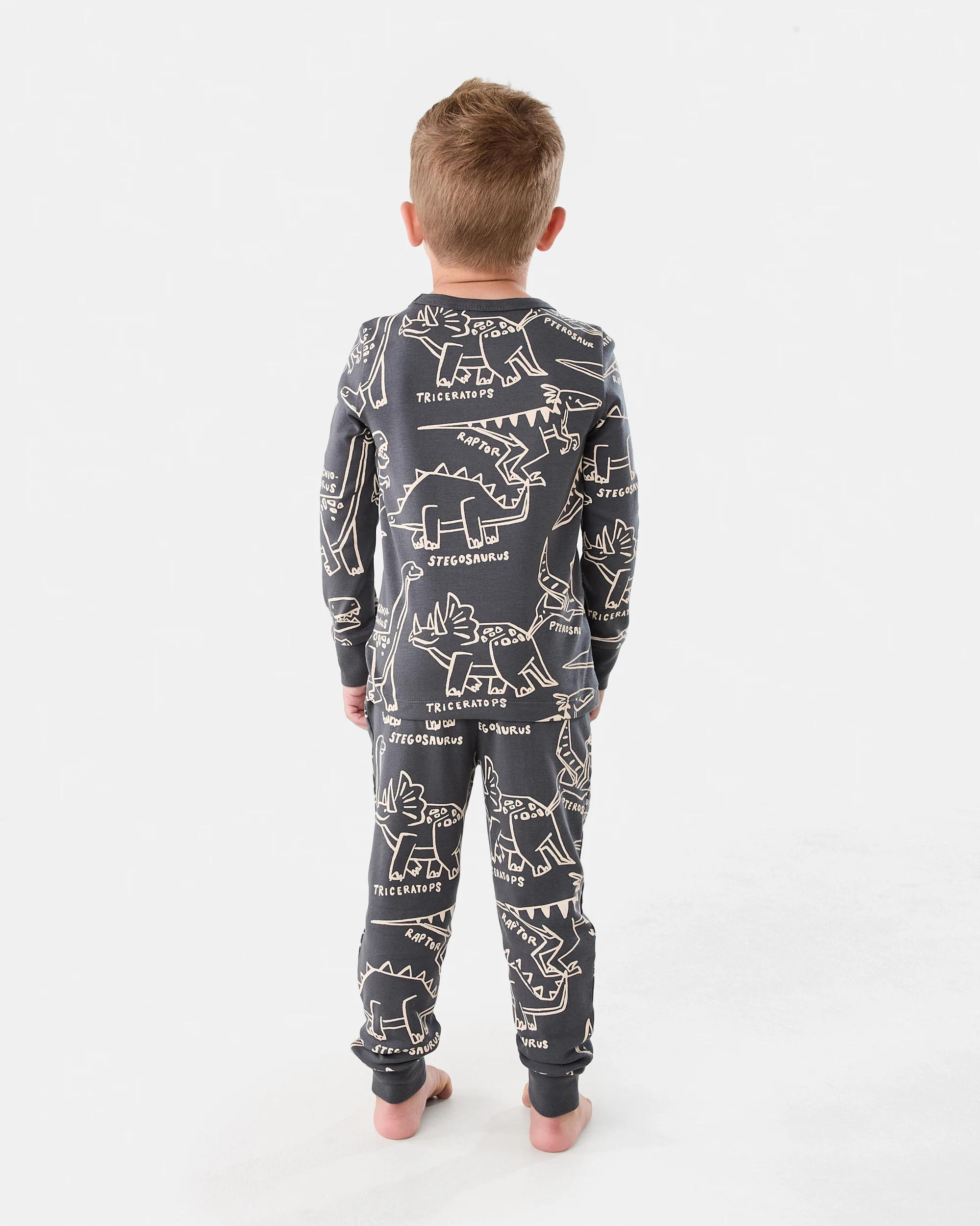 2 Rib Pyjama Set Gry Dino, 2 of 5