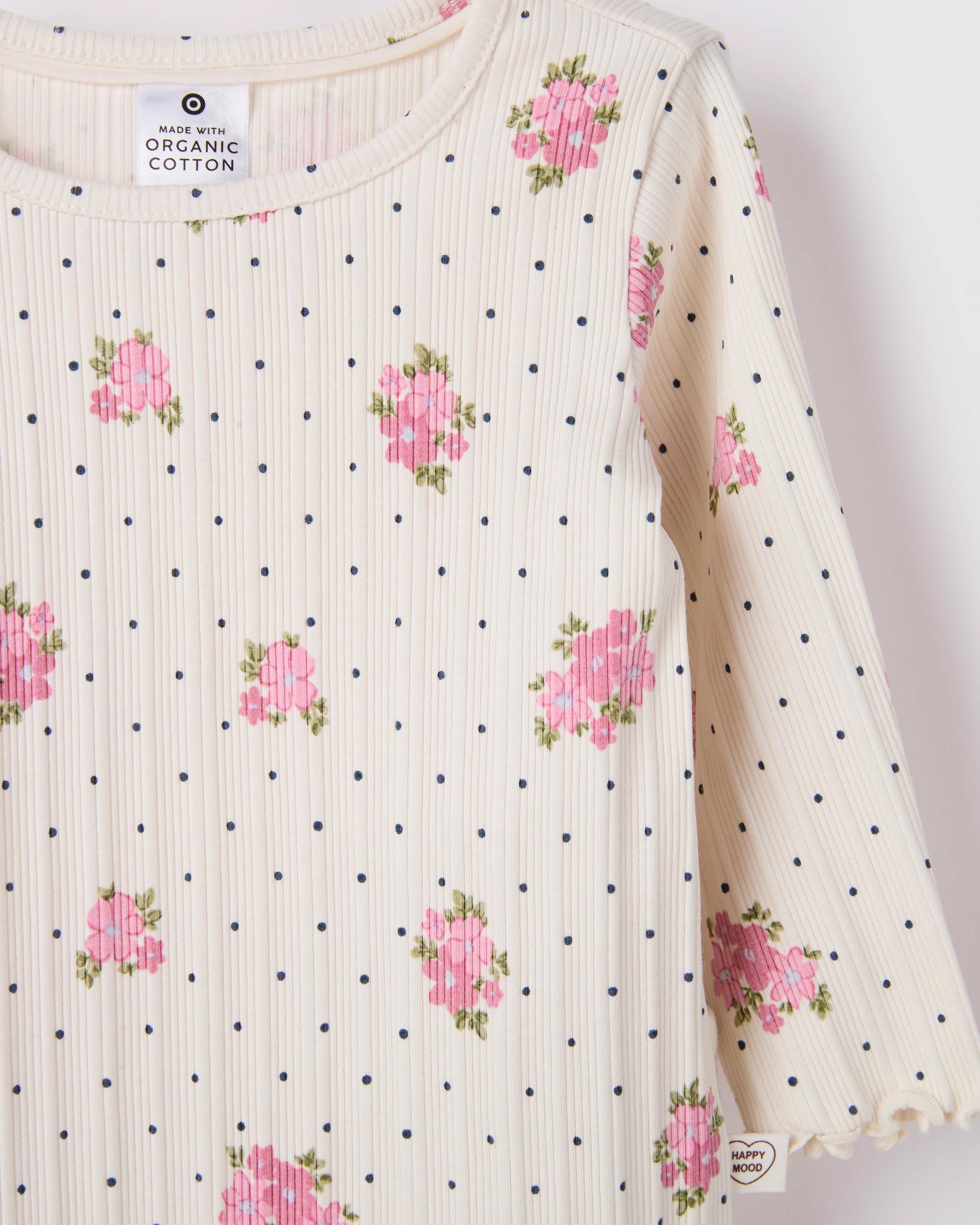 4 Target Baby Baby Organic Cotton Long Sleeve Rib T-Shirt FLORAL SPOT GARDENIA, 4 of 4
