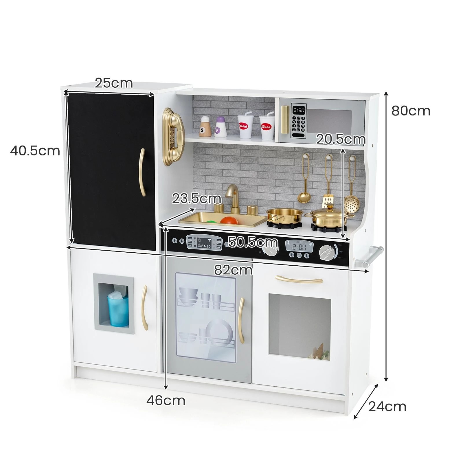 2 Costway Kitchen Playset Pretend Cooking Toy White, 2 of 2