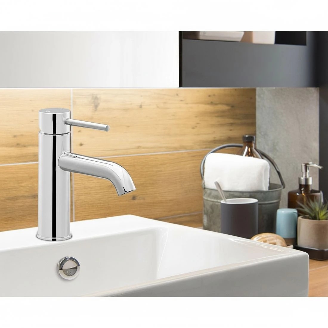 2 Cefito Bathroom Basin Mixer Tap Round Brass Faucet Vanity Laundry - Silver, 2 of 4