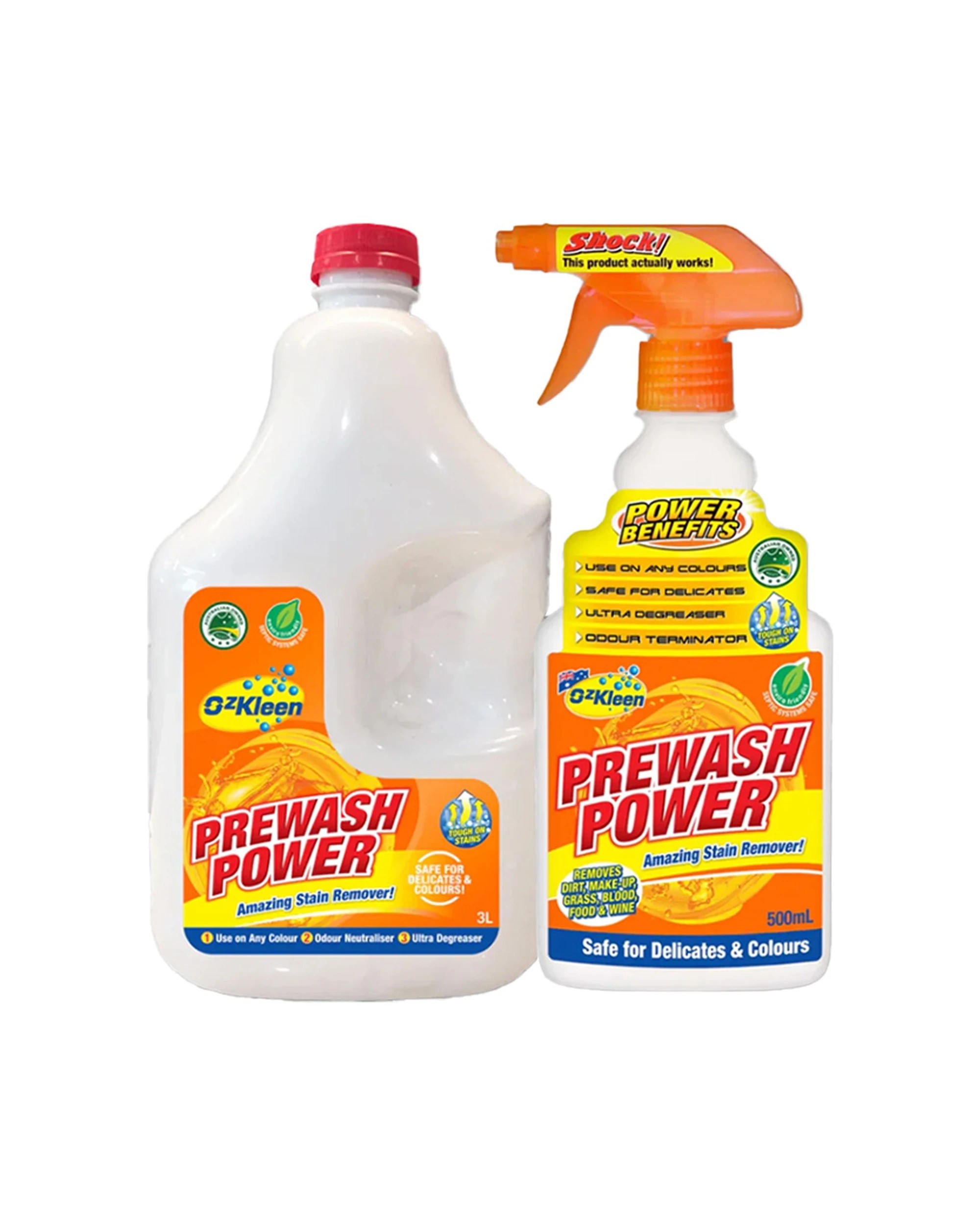 1 OzKleen Prewash Power 3L Refill, 500ml Spray Stain Remover Combo - Multi, 1 of 1