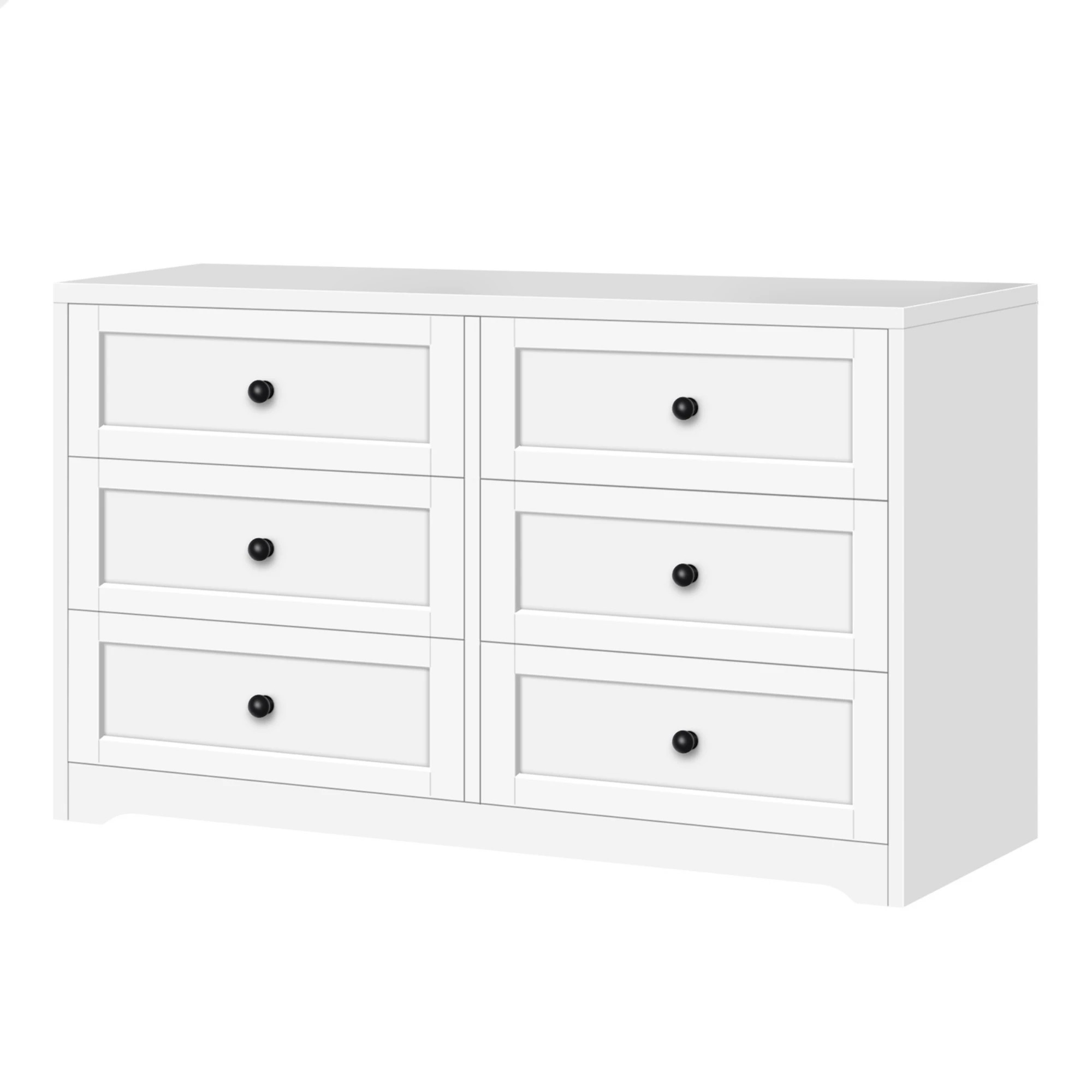 1 Alfordson 6 Chest of Drawers Hamptons Storage Cabinet Dresser Tallboy - White, 1 of 8