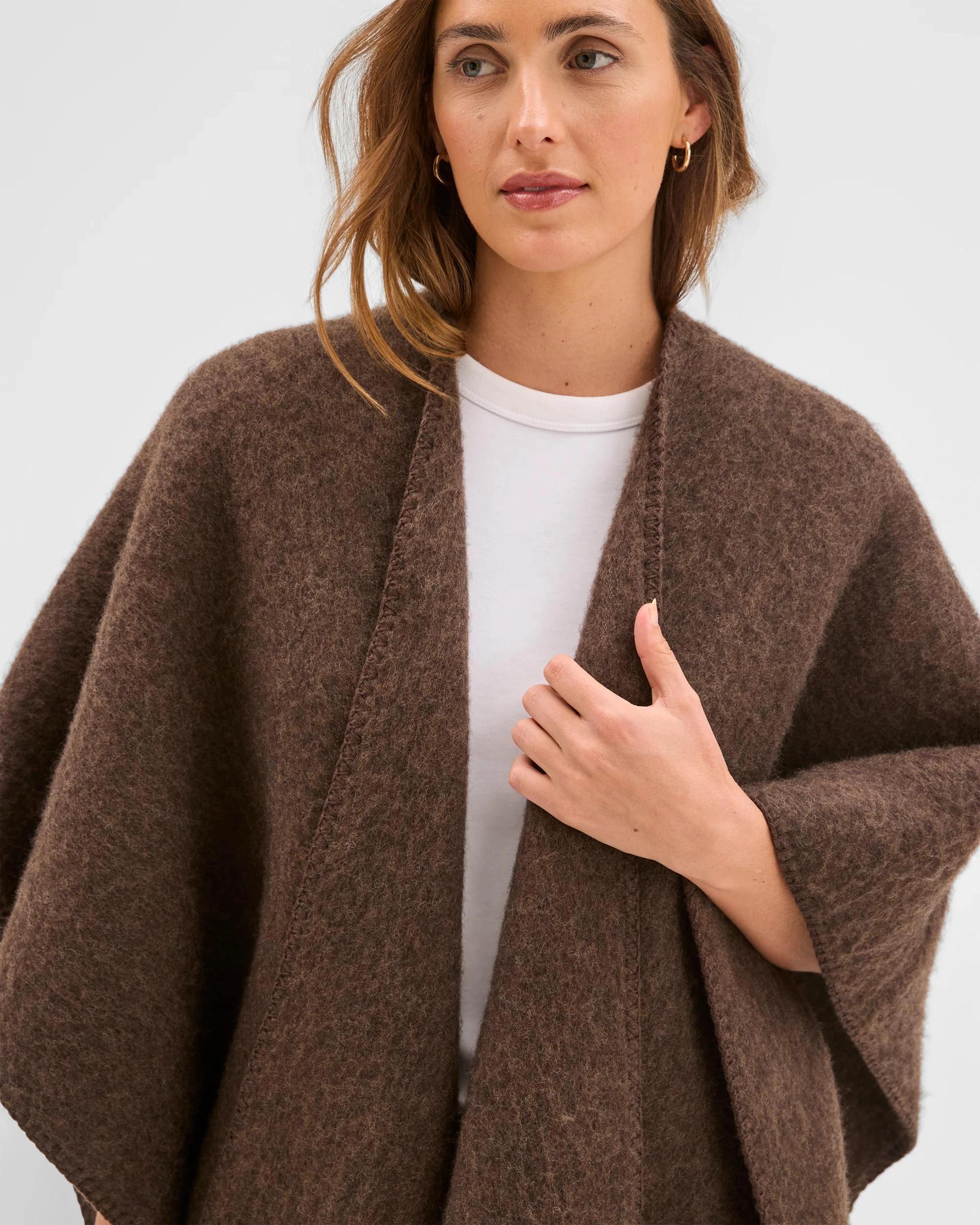 5 Target Accessories Brushed Blanket Stitch Poncho BITTER CHOCOLATE, 5 of 7