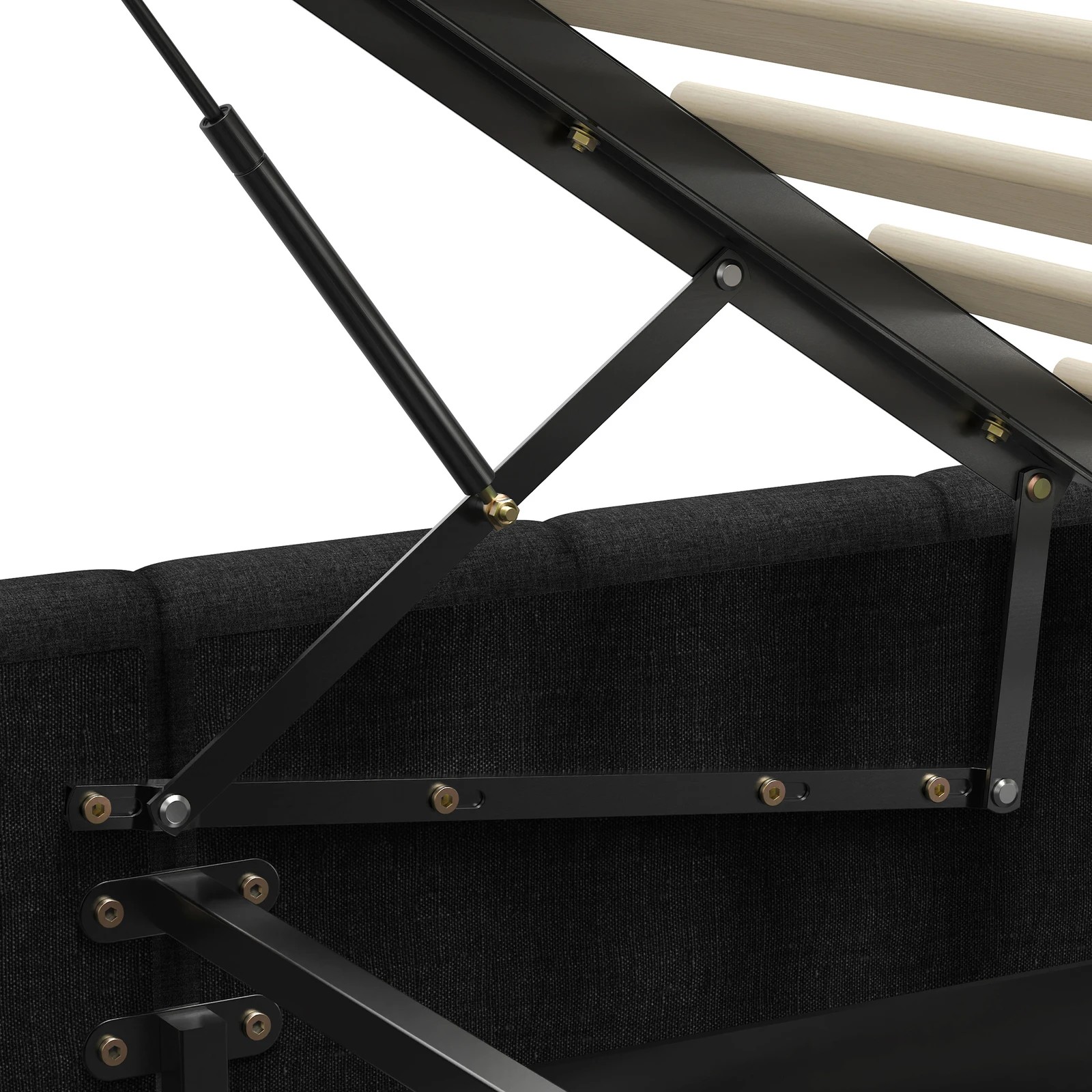 9 Alfordson Bed Frame Double Size Grid Tufted Gas Lift Storage Gromit - Charcoal, 9 of 10