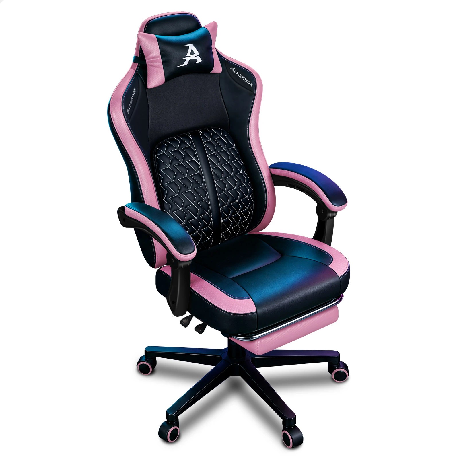 1 Alfordson Gaming Office Chair Ergonomic Computer Footrest Leather - Pink, 1 of 4