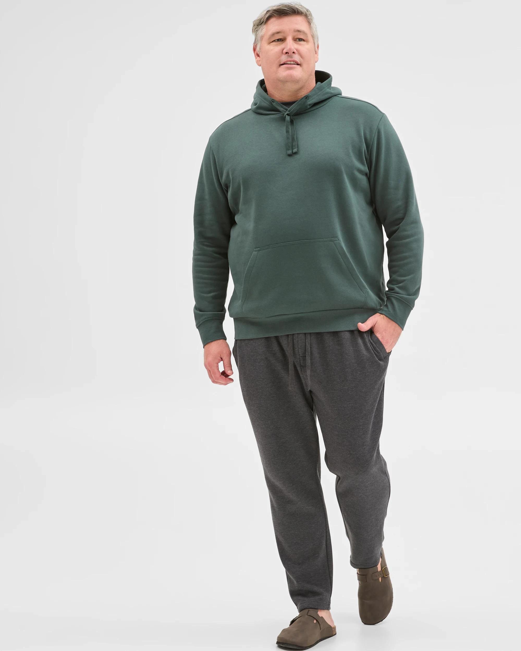 1 Target Man Plus Plus Size Australian Cotton Blend Fleece Popover Jumper DARK GREEN, 1 of 5