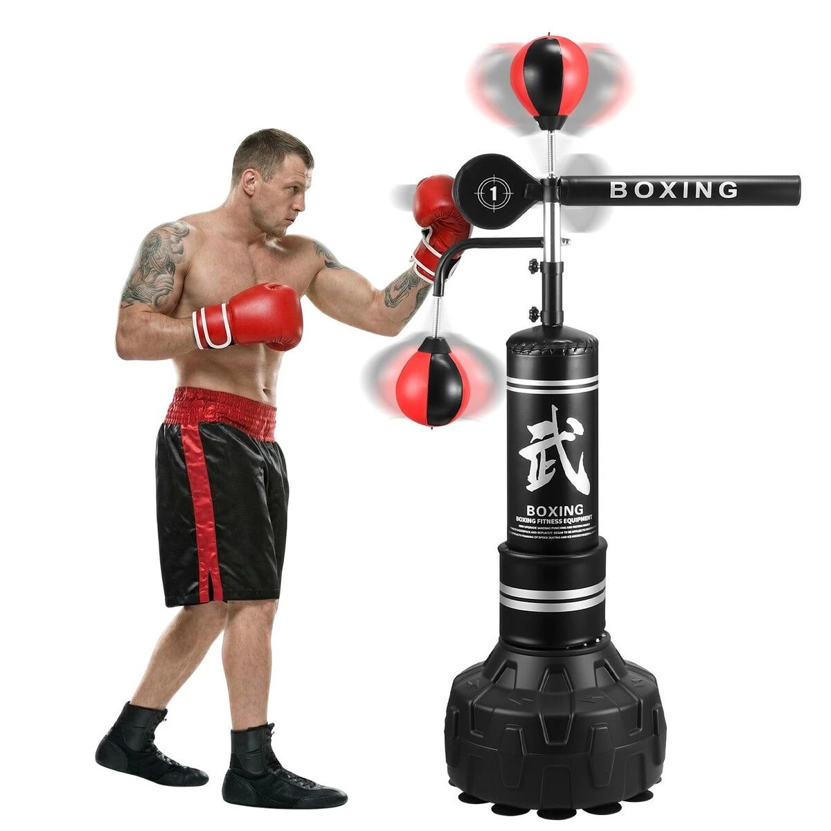 7 AUSWAY Boxing Speed Bag Balls Set Freestanding Punching Station Gloves, 7 of 7