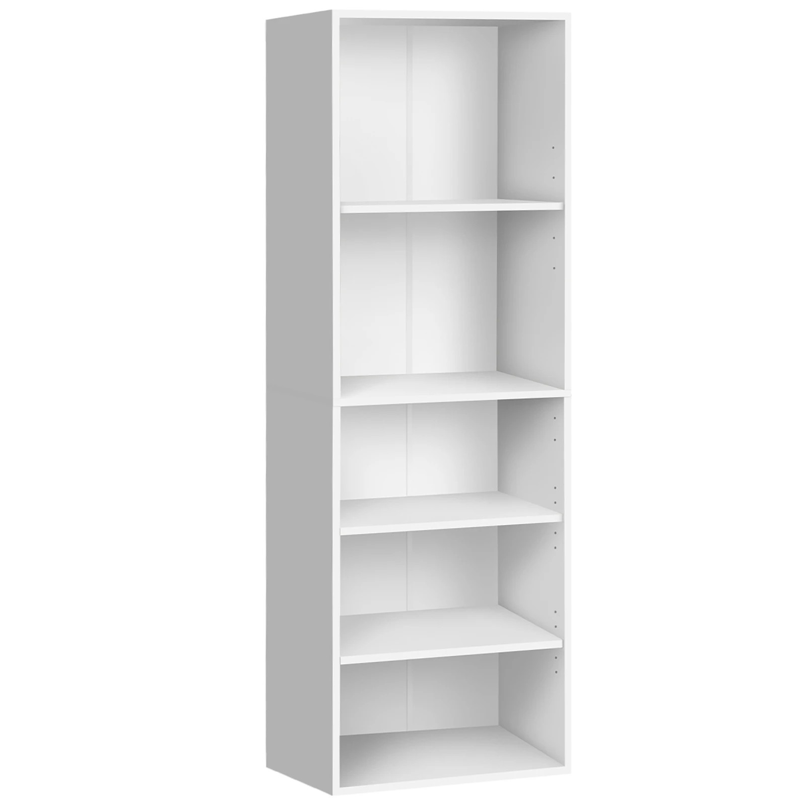 1 Alfordson Office Storage Cabinet 5 Shelves Bookcase Tallboy Bedroom - White, 1 of 9