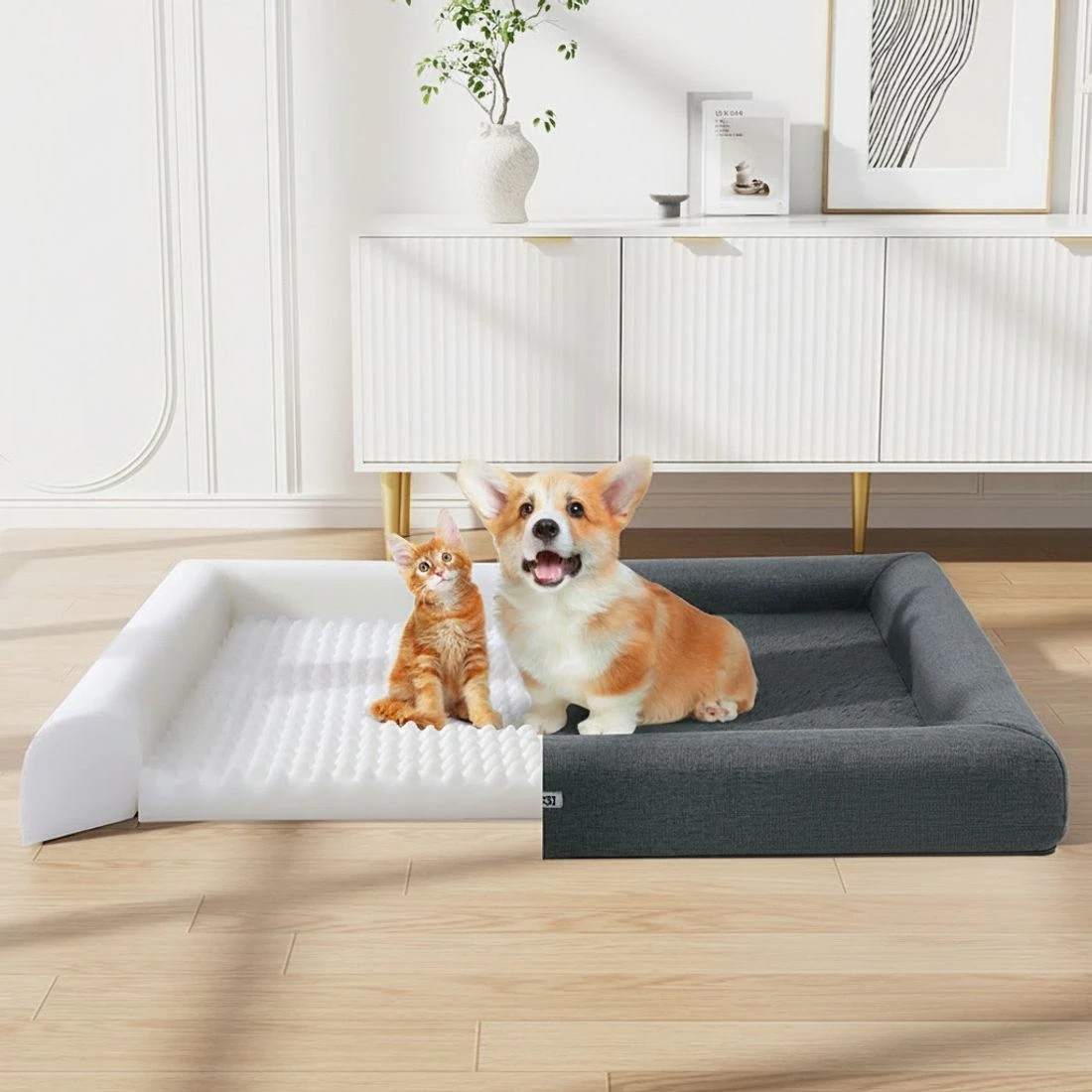 4 i.Pet Pet Bed Dog Cat Extra Large Calming Soft Sofa Cushion Egg Crate Washable - Grey, 4 of 6