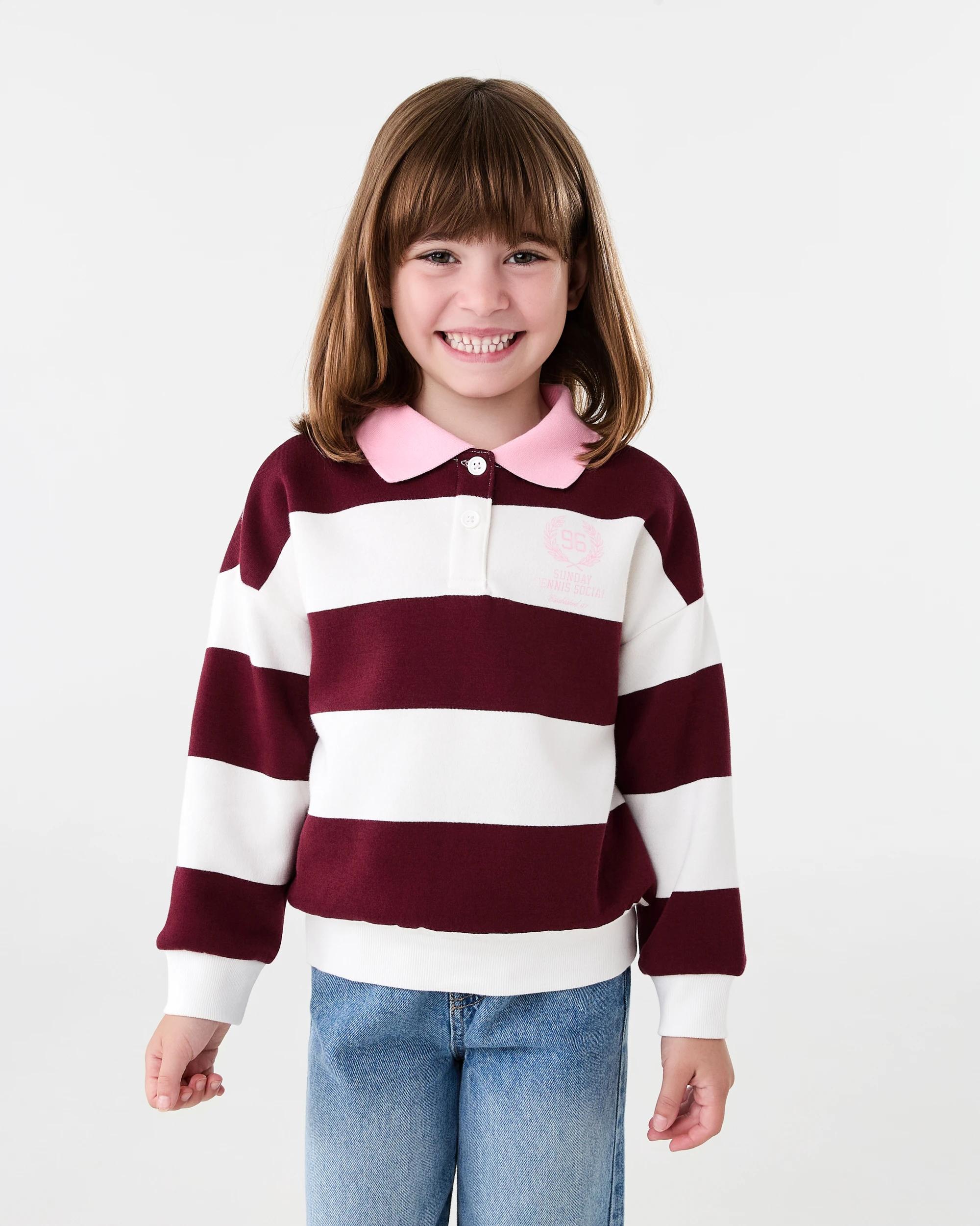 1 Long Sleeve Rugby Sweatshirt Wht Strpe, 1 of 7