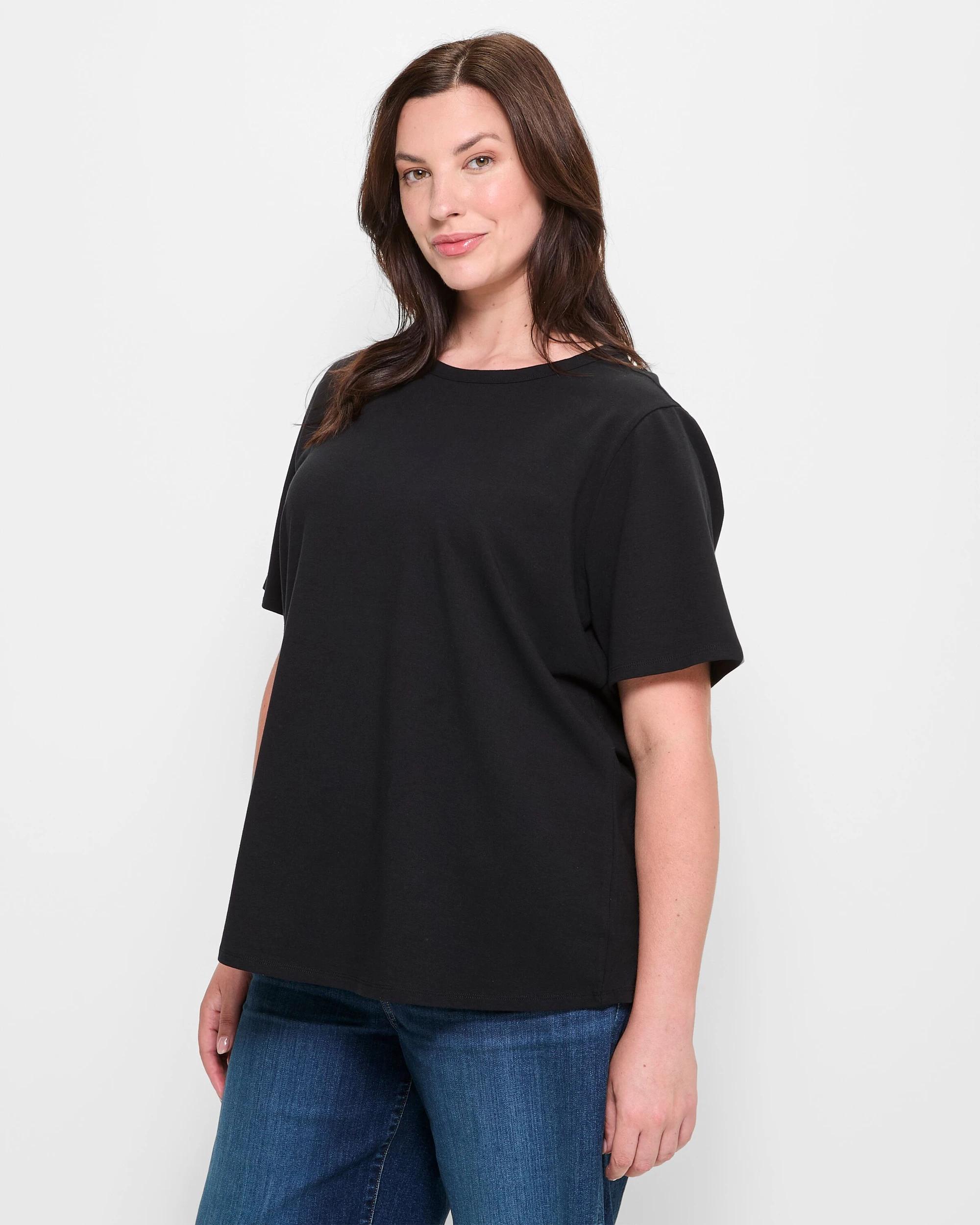 4 Target Curve Plus Size Australian Cotton Crew Neck T-Shirt BLACK, 4 of 9
