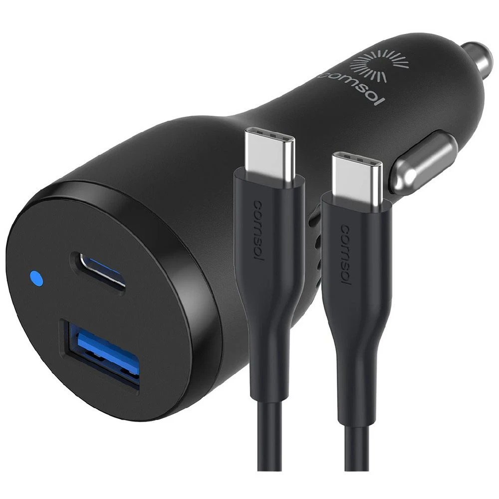 1 Comsol Dual Port Car Charger 65W Black, 1 of 3