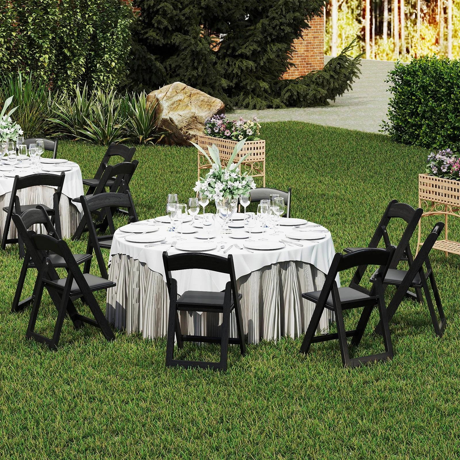 2 Costway 4x Weatherproof Folding Chair Resin Padded Dining Chairs Portable Outdoor Seats - Black, 2 of 3