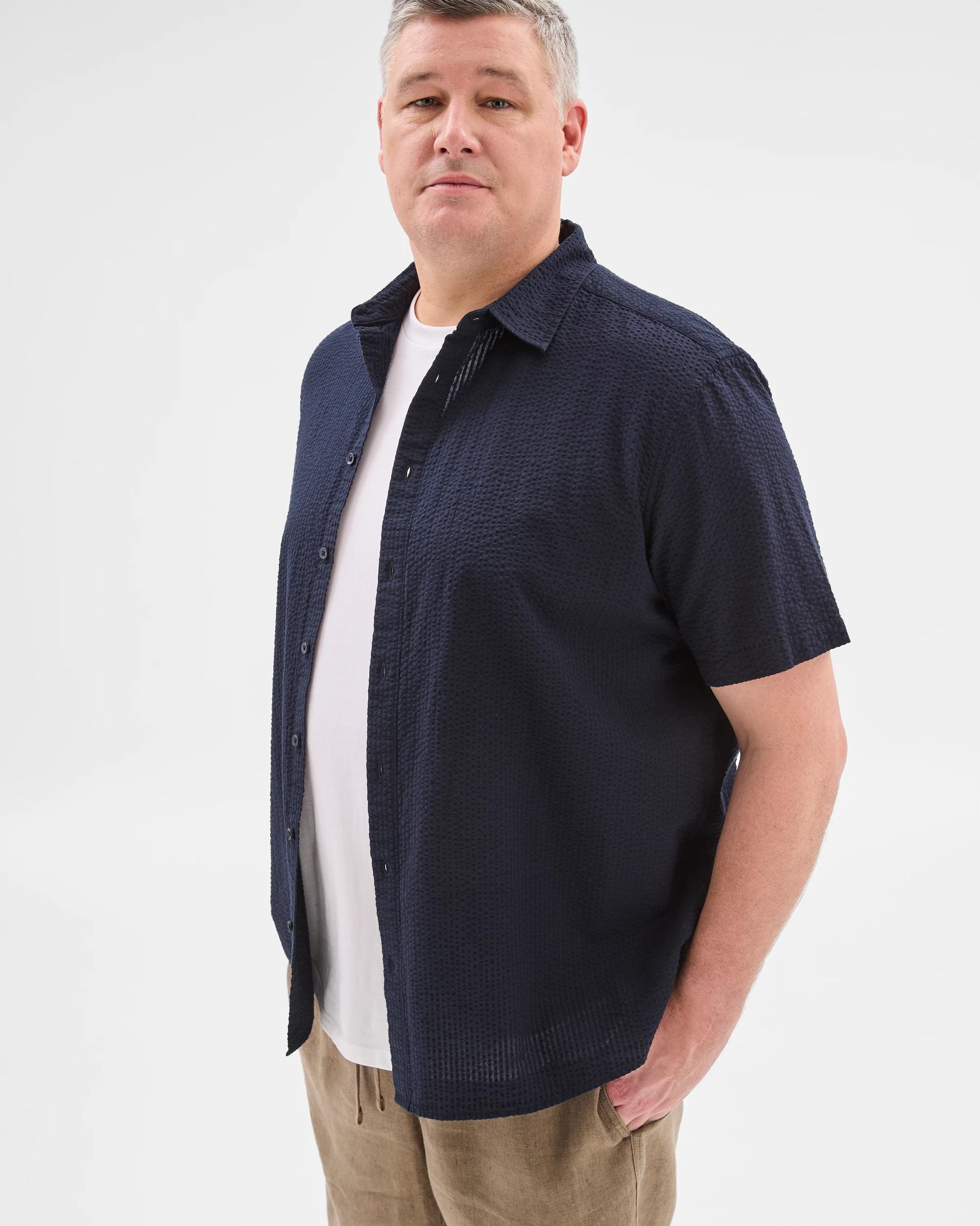 4 Target Plus Size Australian Cotton Seersucker Shirt NAVY, 4 of 5