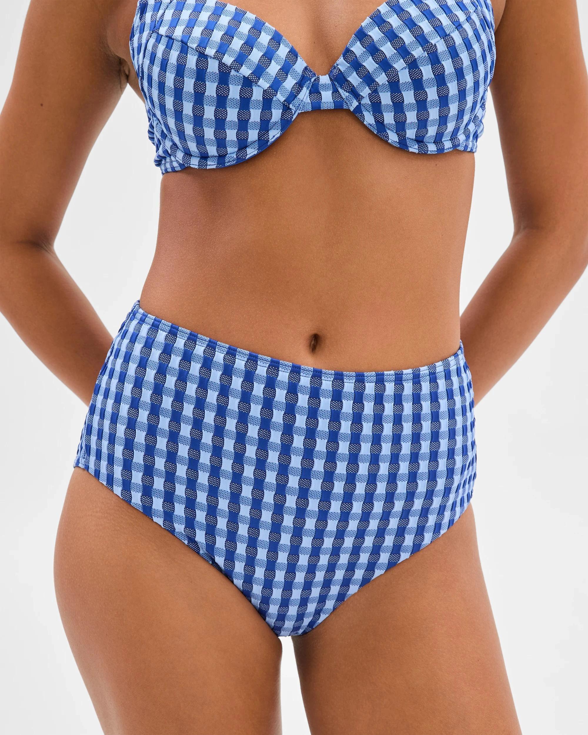3 Target Shape Your Body Resort High Waisted Check Bikini Bottoms NAVY BLUE CHECK, 3 of 5
