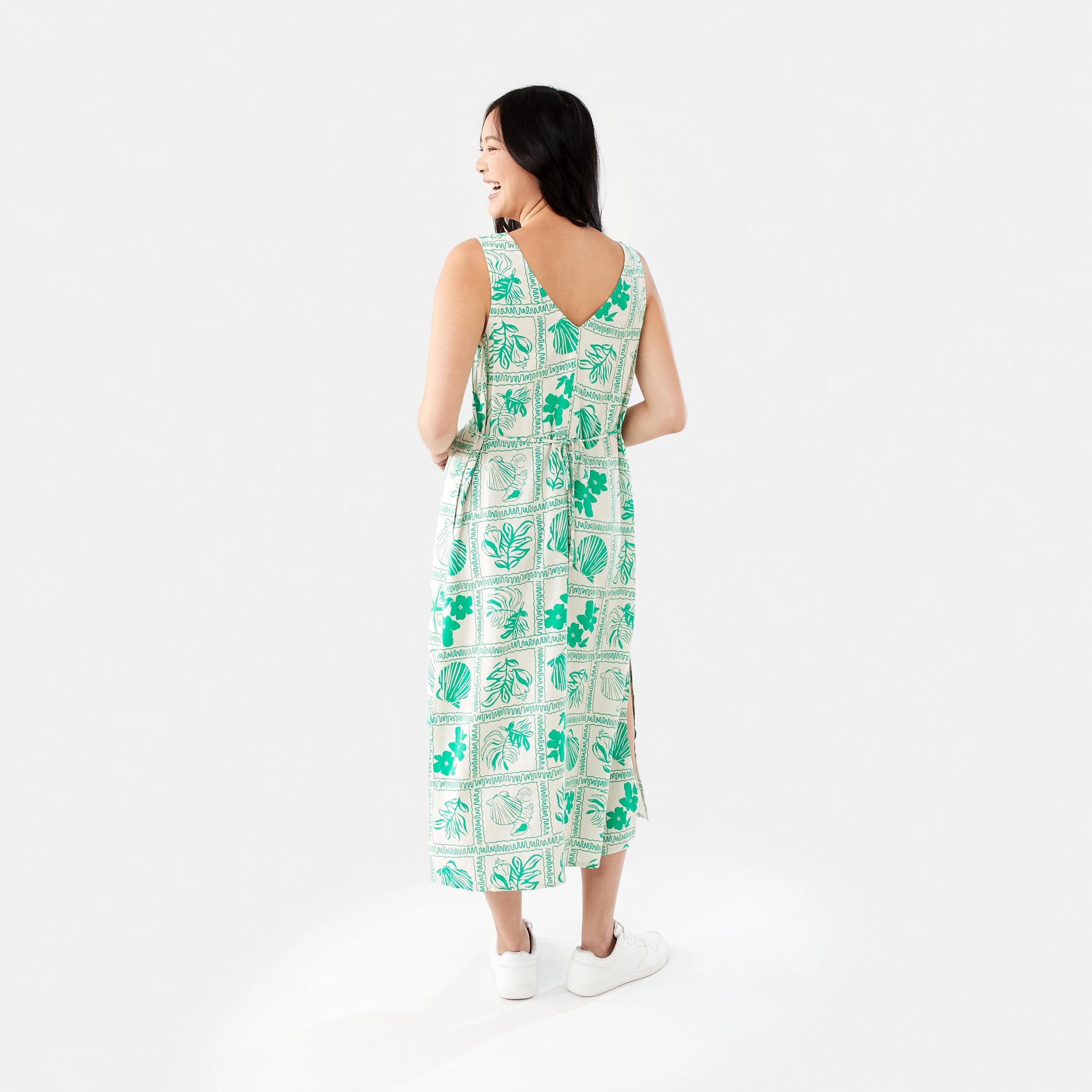 4 Sleeveless Longline Button Through Midi Dress SHELL GEO SIMPLY GREEN, 4 of 9