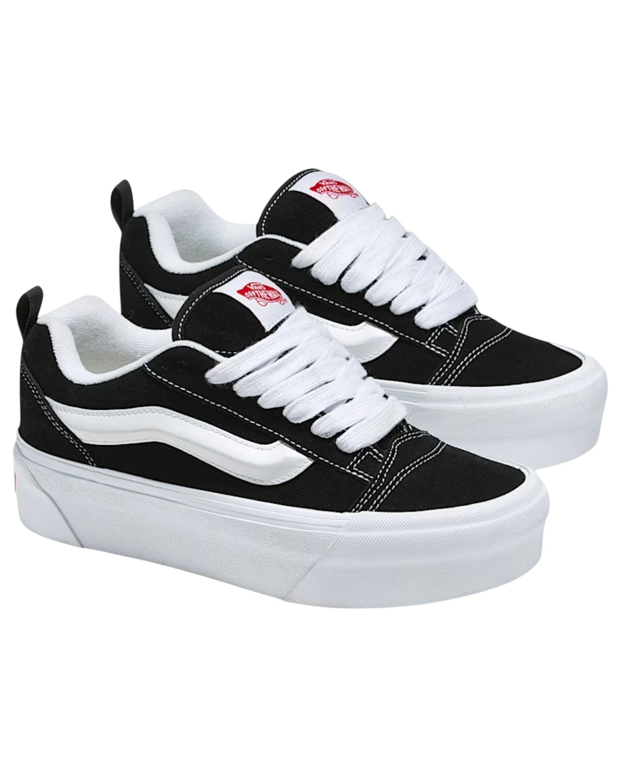 1 Vans Mens Knu Stack Low Top Black/ White Lace Up Shoes BLACK/WHITE, 1 of 4